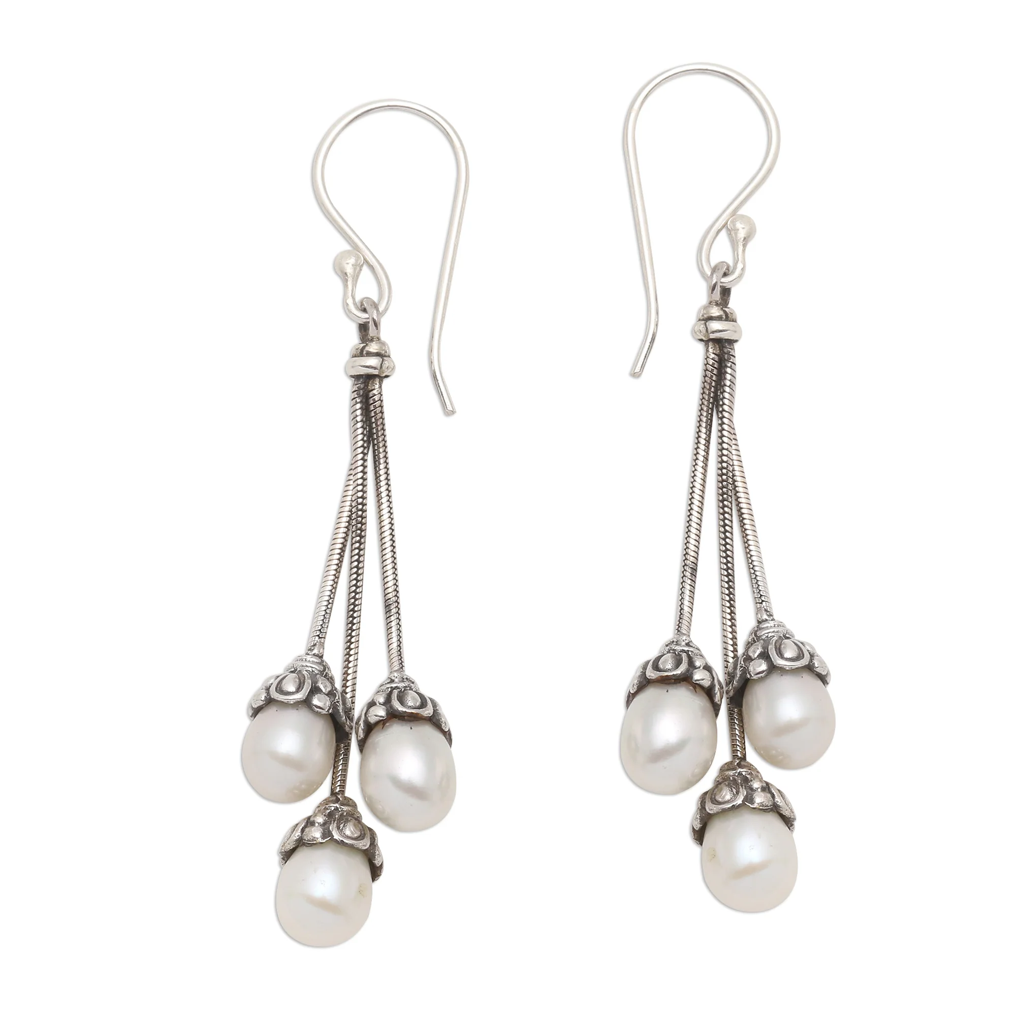 Manifest Destiny Sterling Silver and Freshwater Pearl Dangle Earrings - Image 2
