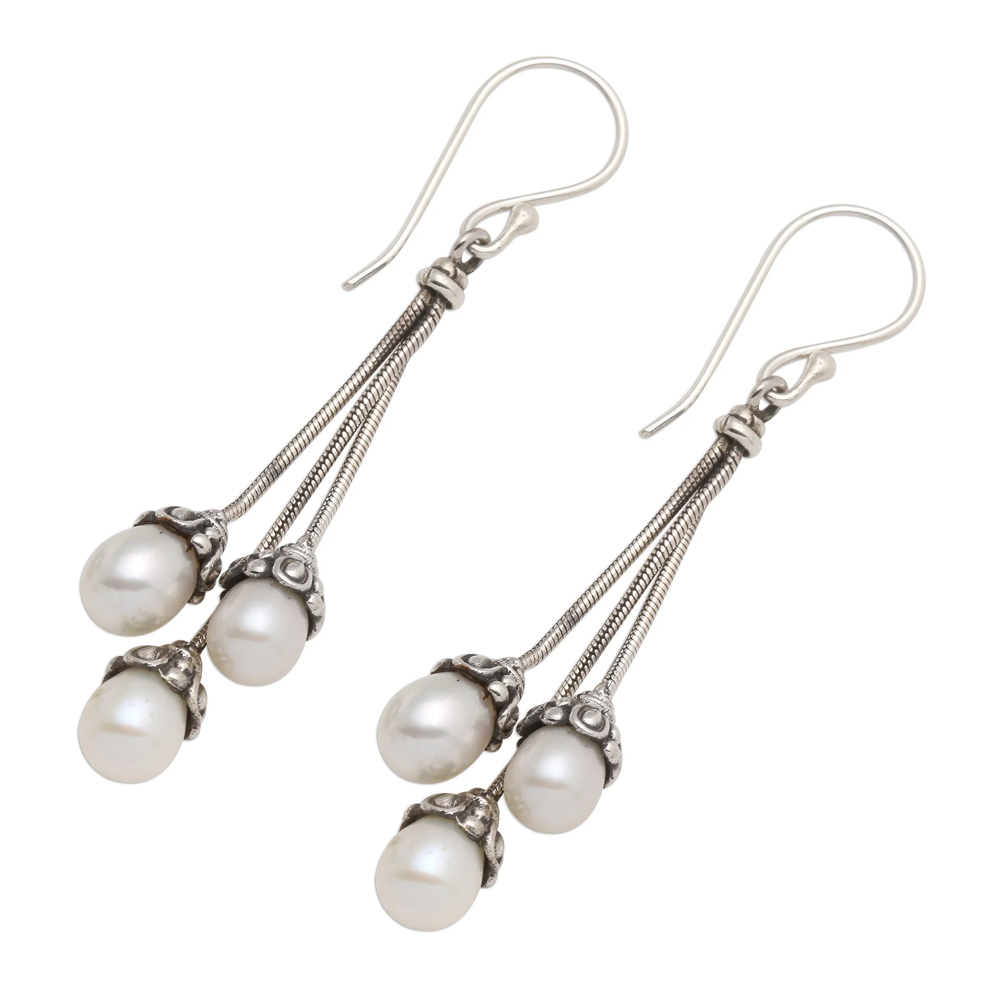 Manifest Destiny Sterling Silver and Freshwater Pearl Dangle Earrings - Image 4