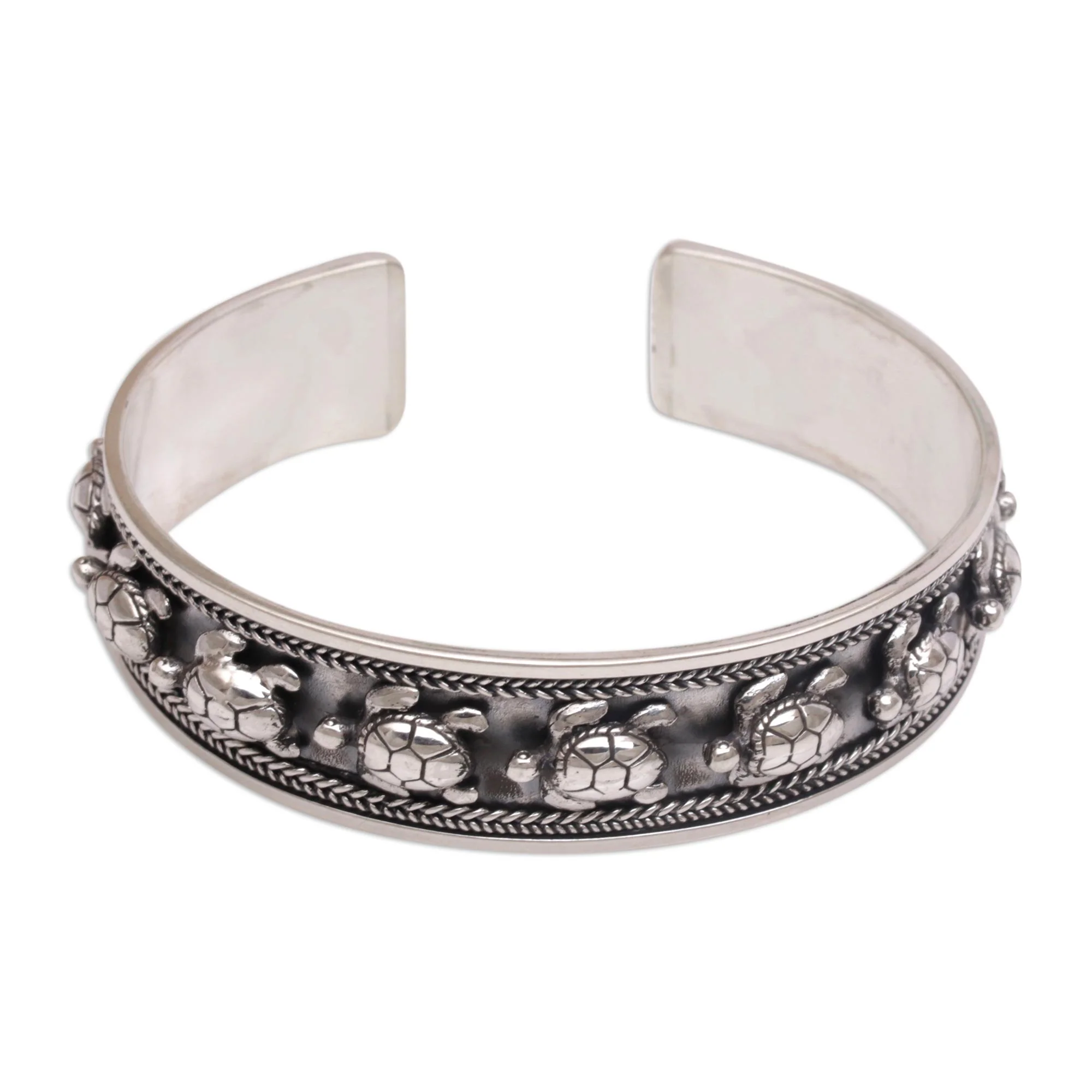 Marching Turtles Silver Cuff Bracelet - Image 5