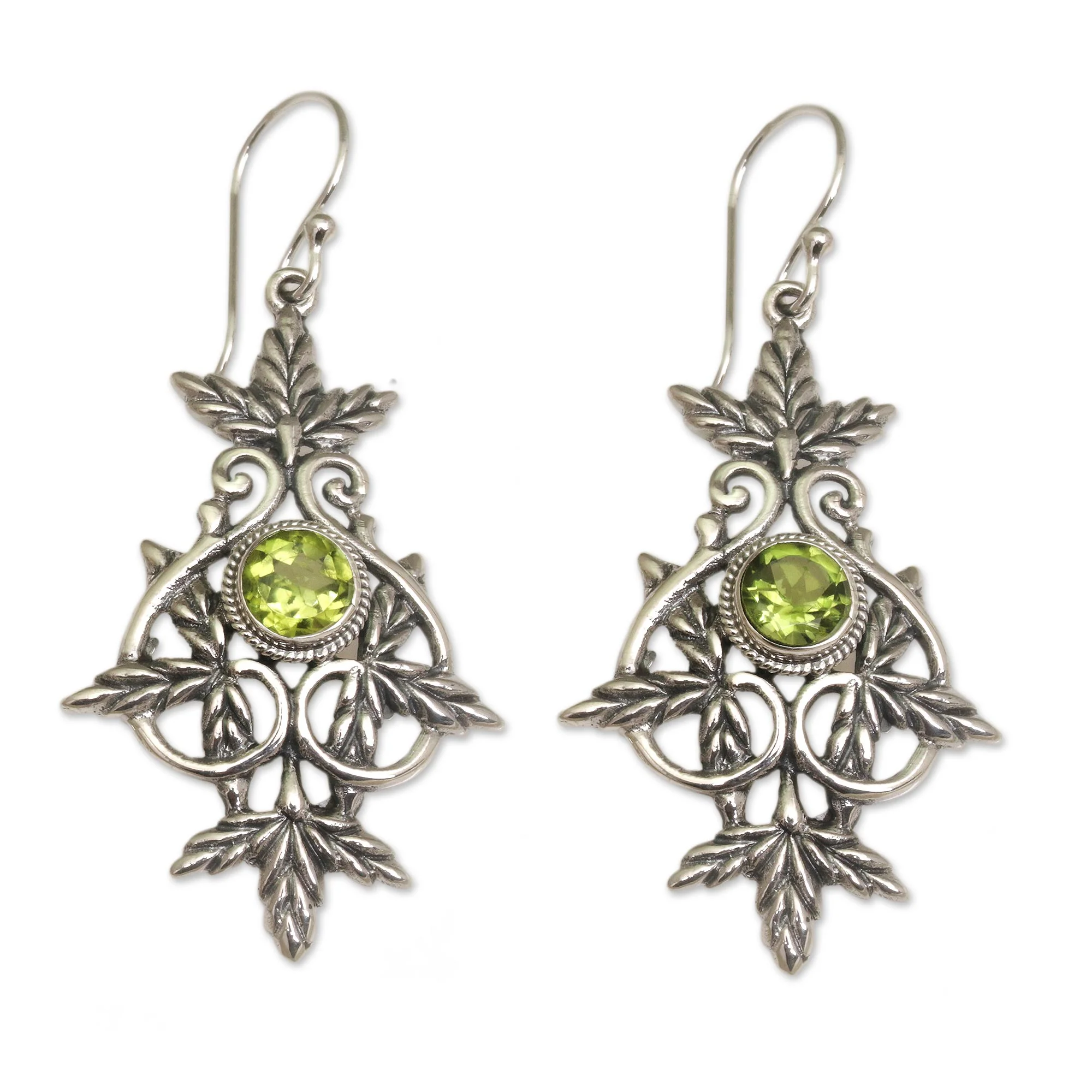Marvelous Vintage Peridot & Silver Earrings - Image 2