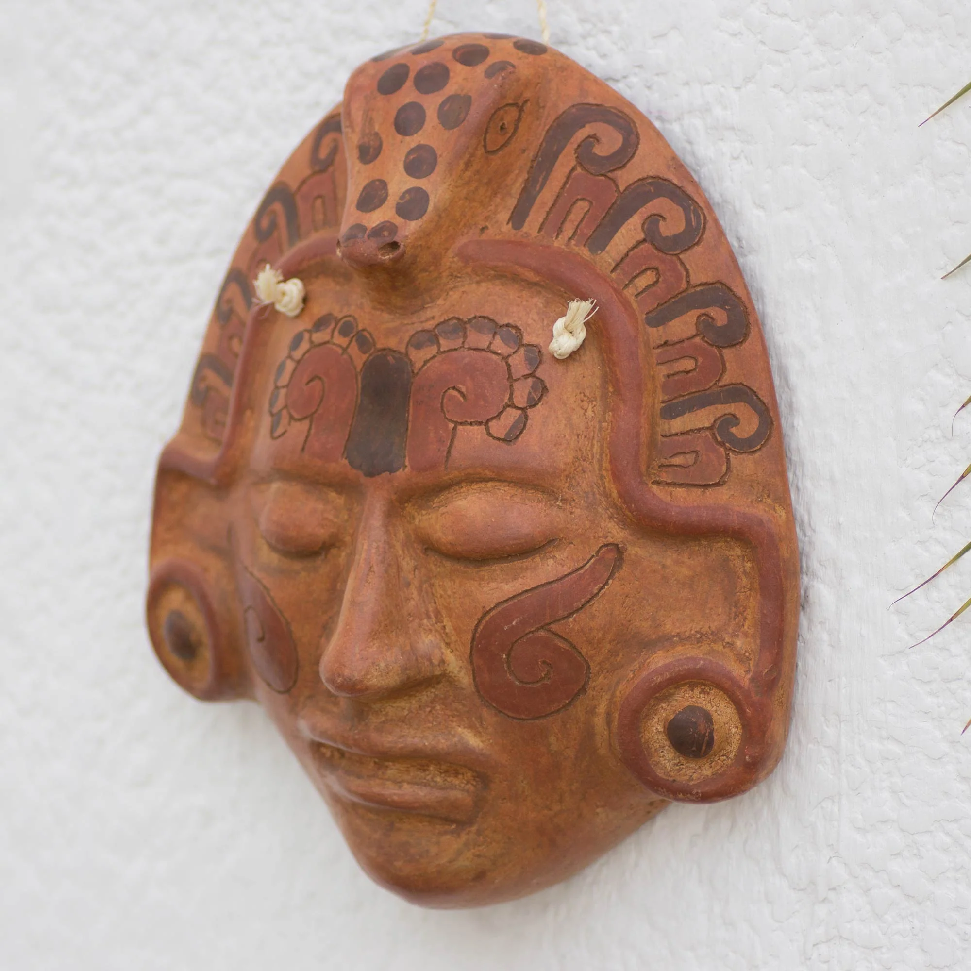 Maya Crocodile Priest Ceramic Mask - Image 3
