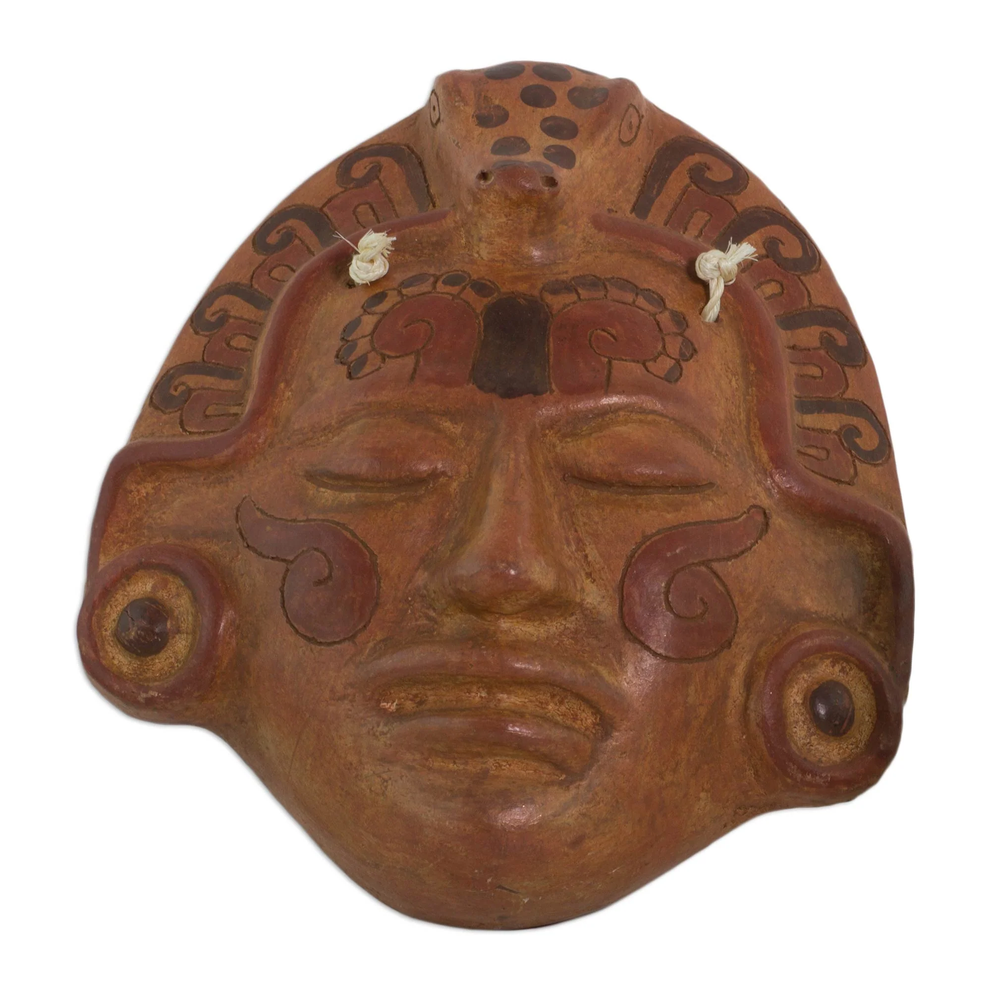 Maya Crocodile Priest Ceramic Mask - Image 4