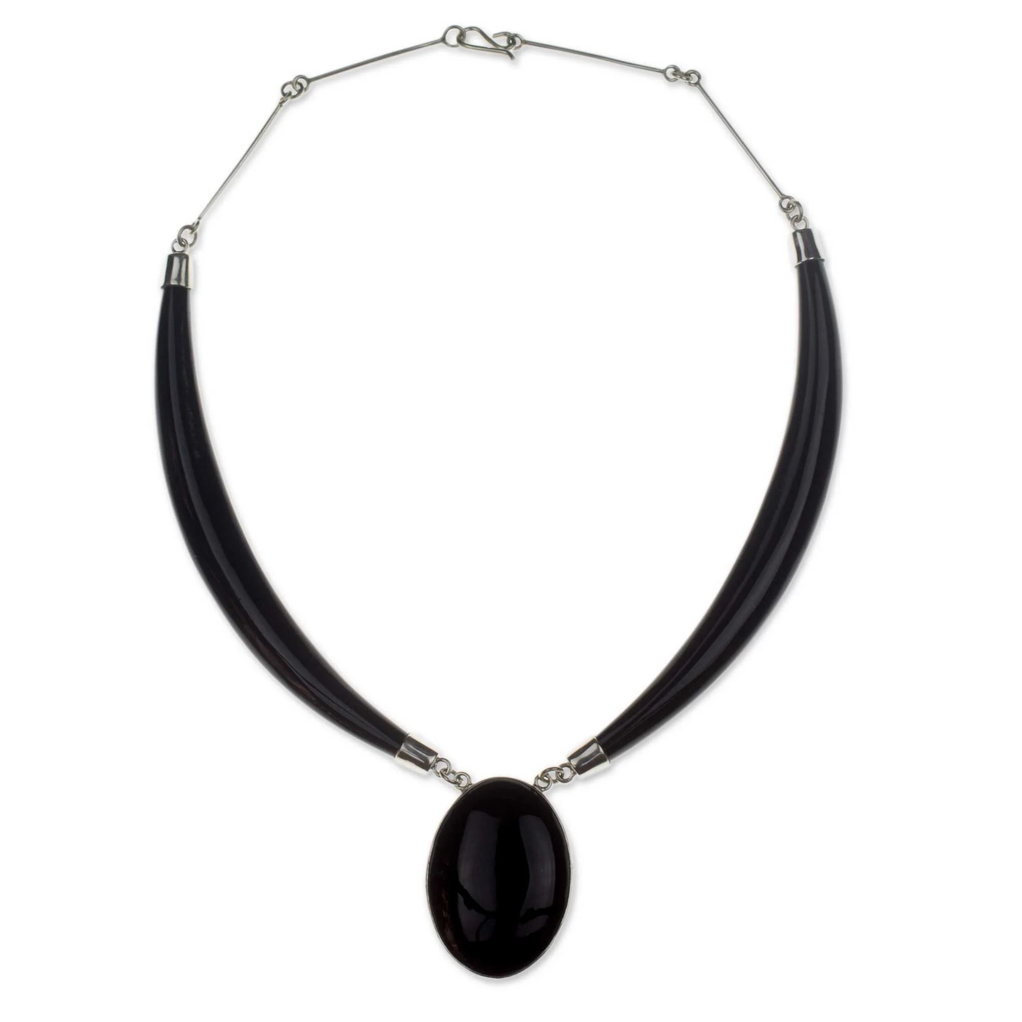 Maya Elegance Black Jade Pendant Necklace with Sterling Silver - Image 2