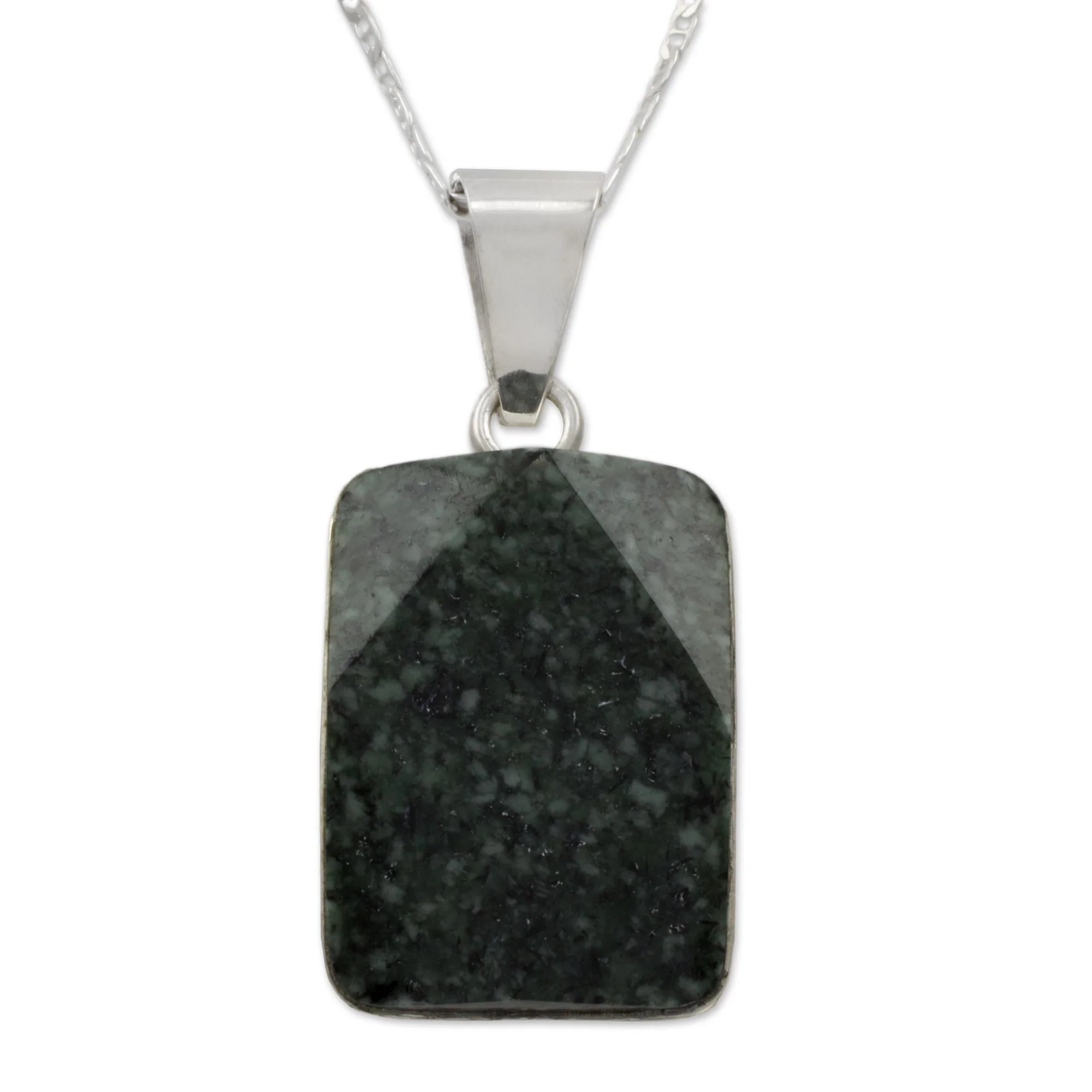 Maya Empress Sterling Silver Pendant Jade Necklace - Image 2