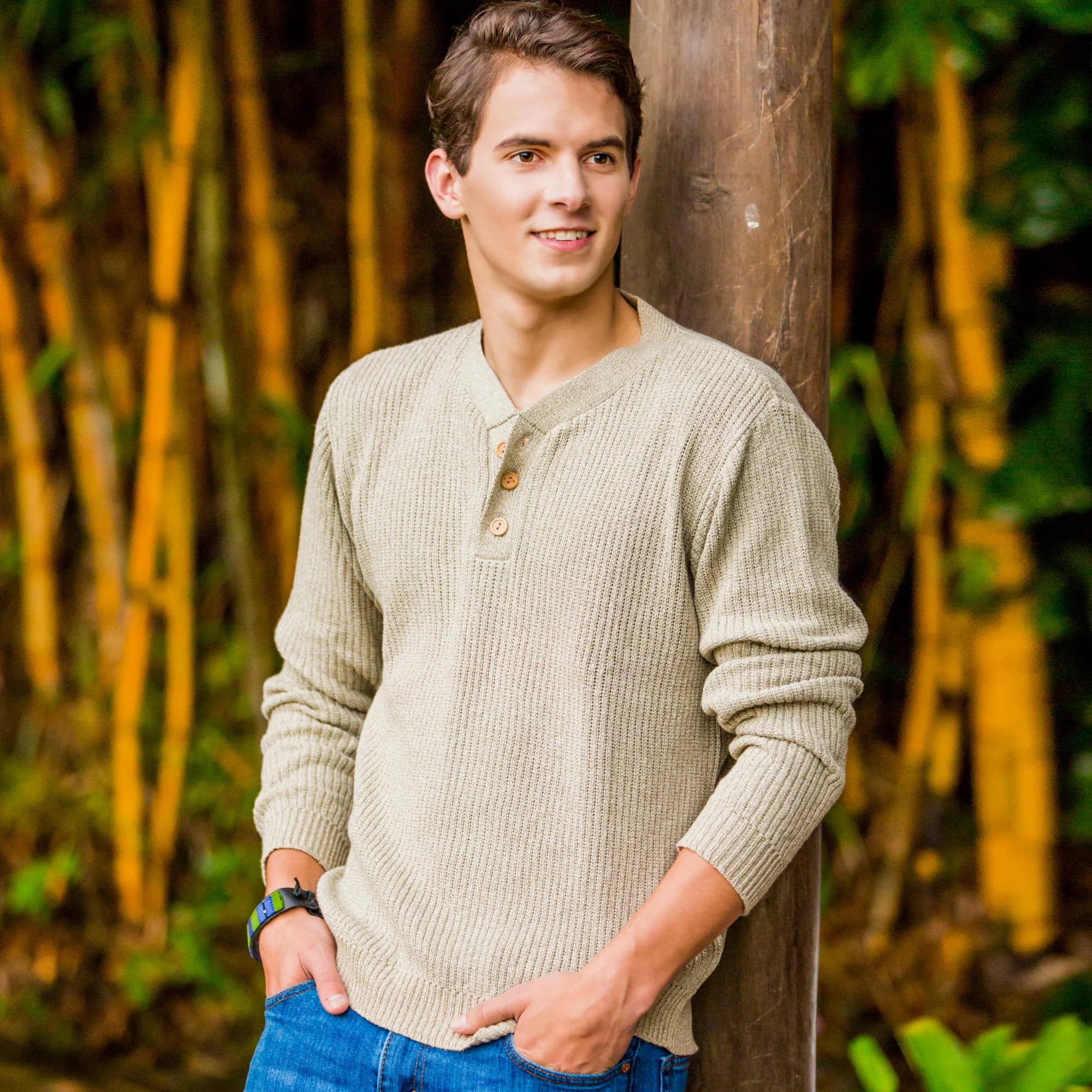 Maya Gentleman Ivory Men's Cotton Sweater - Image 3