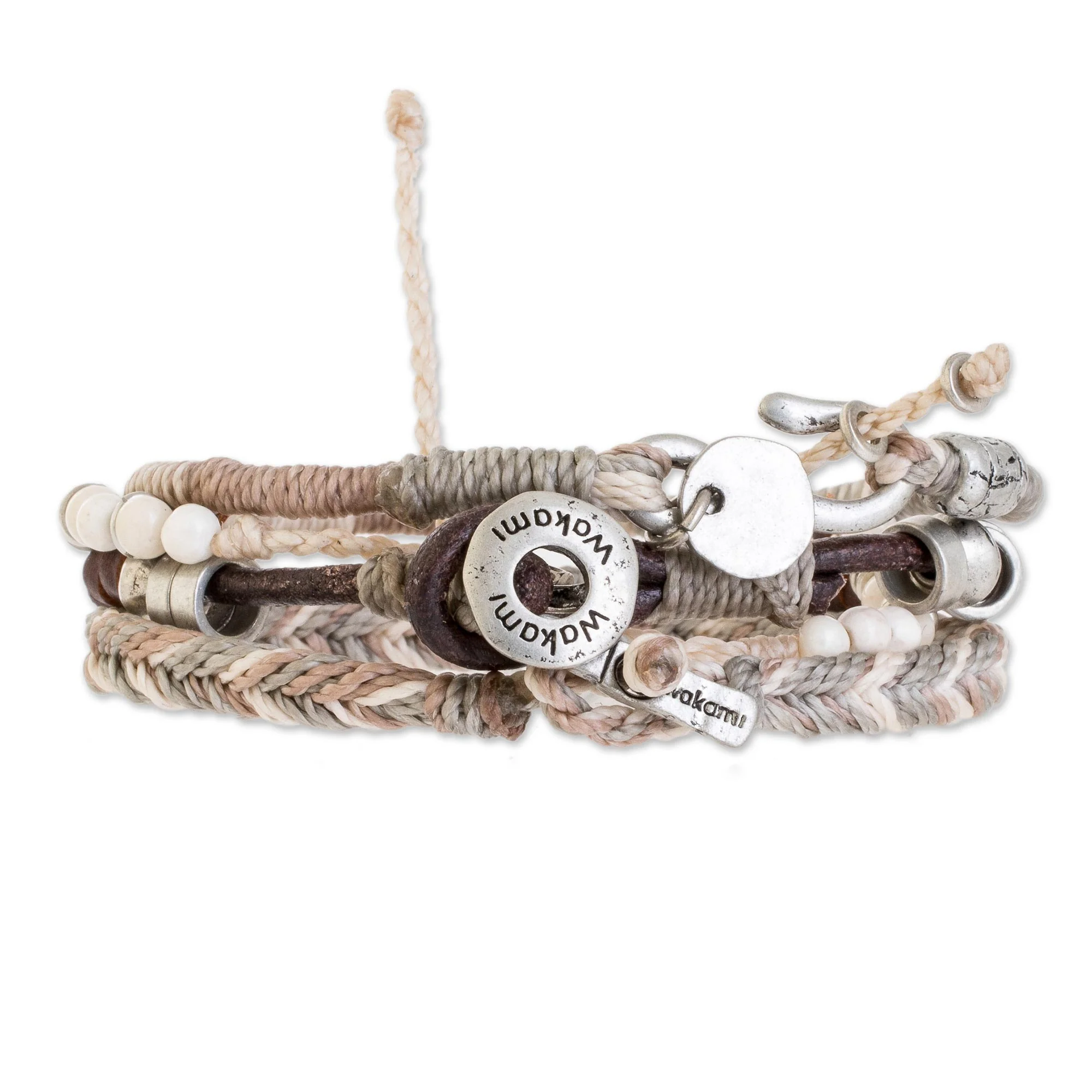 Maya Highlands Unisex Beige Macrame Bracelets (Set of 4) - Image 4