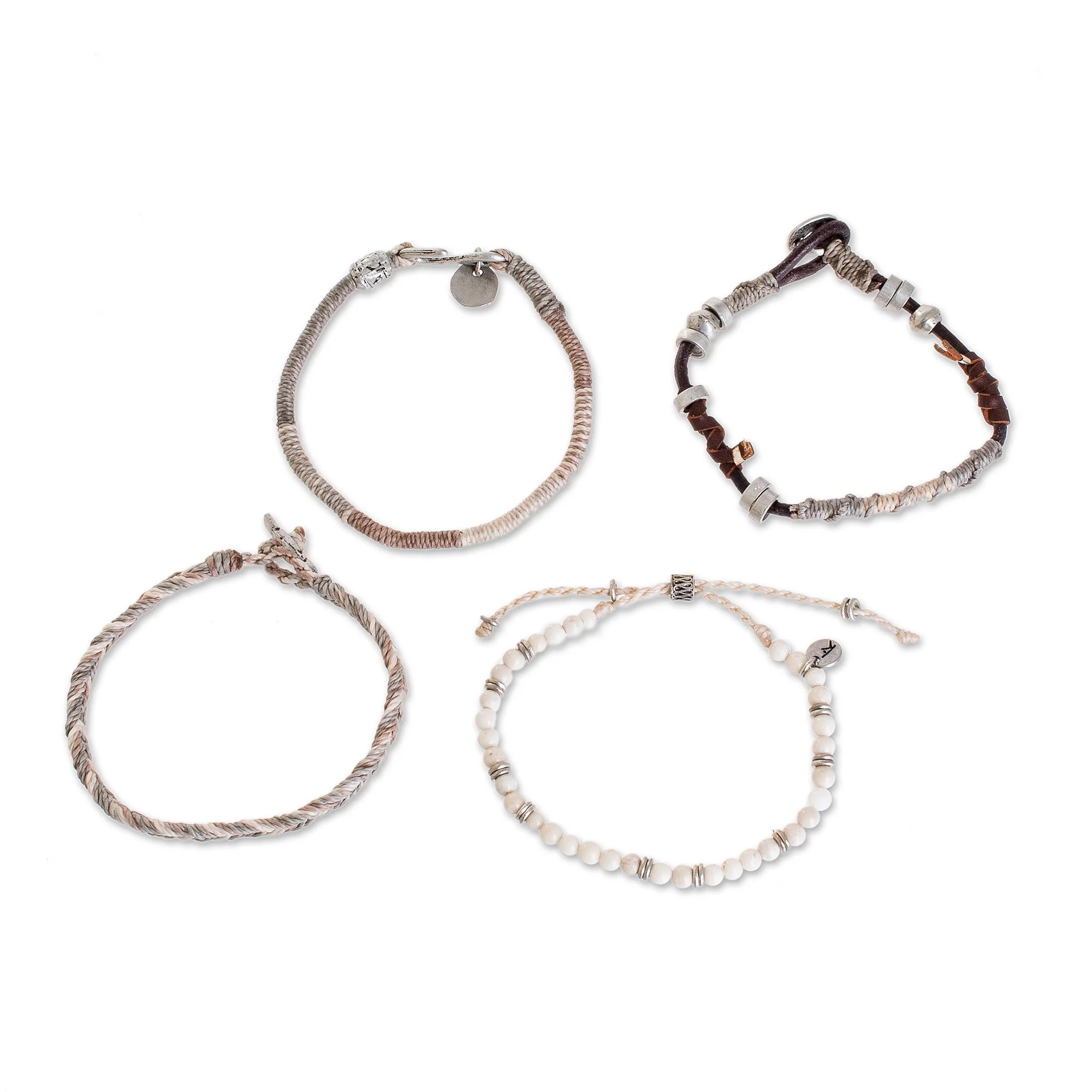 Maya Highlands Unisex Beige Macrame Bracelets (Set of 4) - Image 5