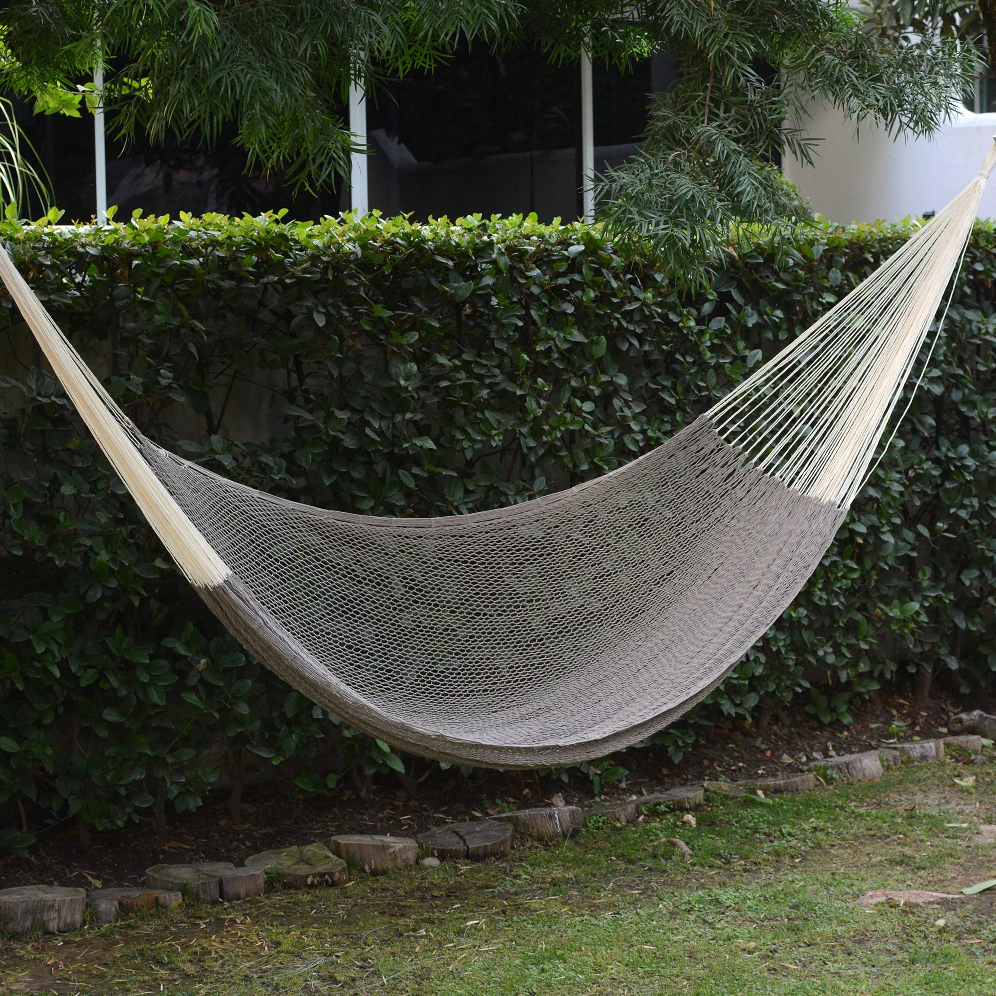 Maya Mist Mexican Hand Woven Grey Cotton Maya Hammock (Double) - Image 3