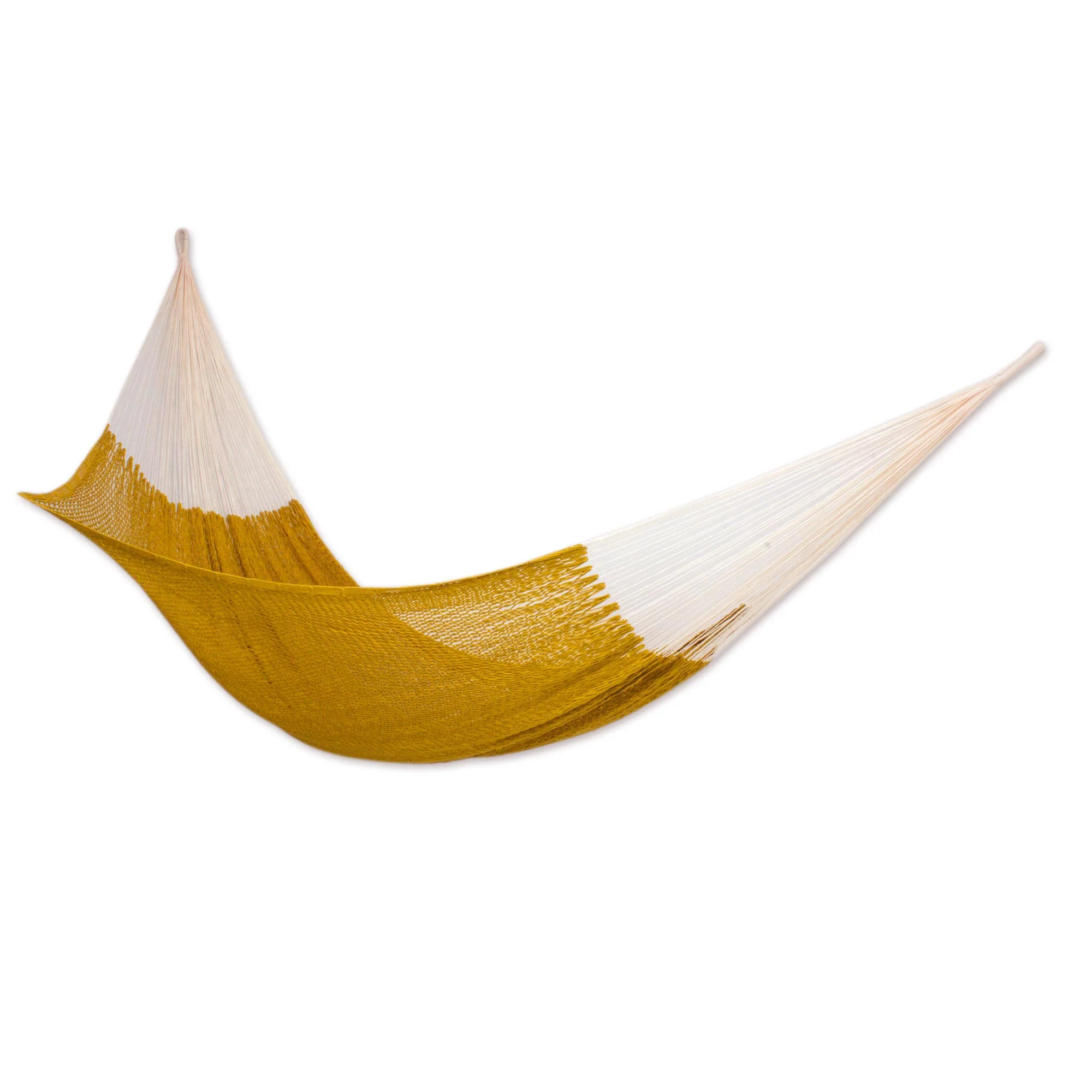 Maya Mustard Mustard Yellow Cotton Hand Woven Maya Double Hammock - Image 2