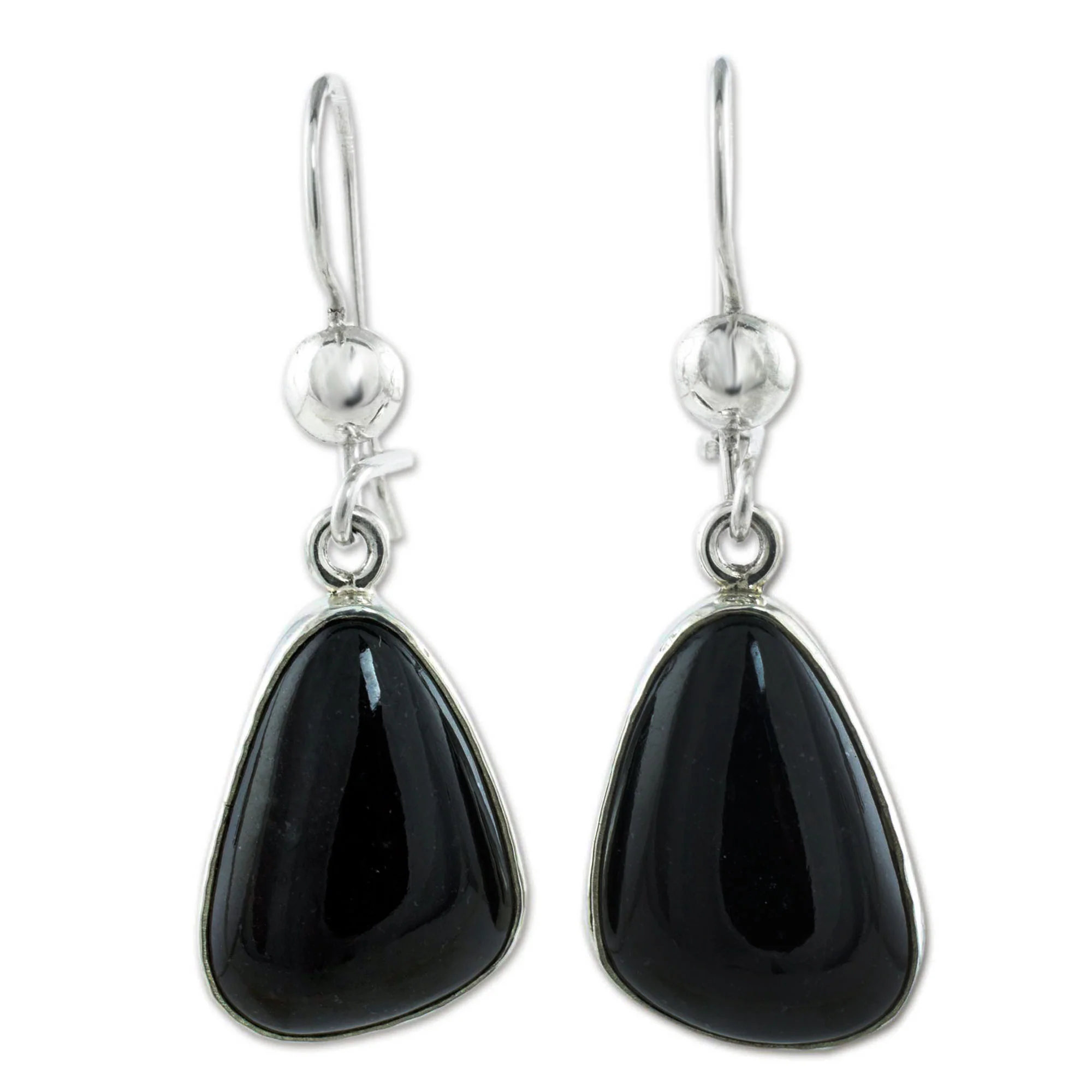 Maya Night Jade & Silver Dangle Earrings - Image 2