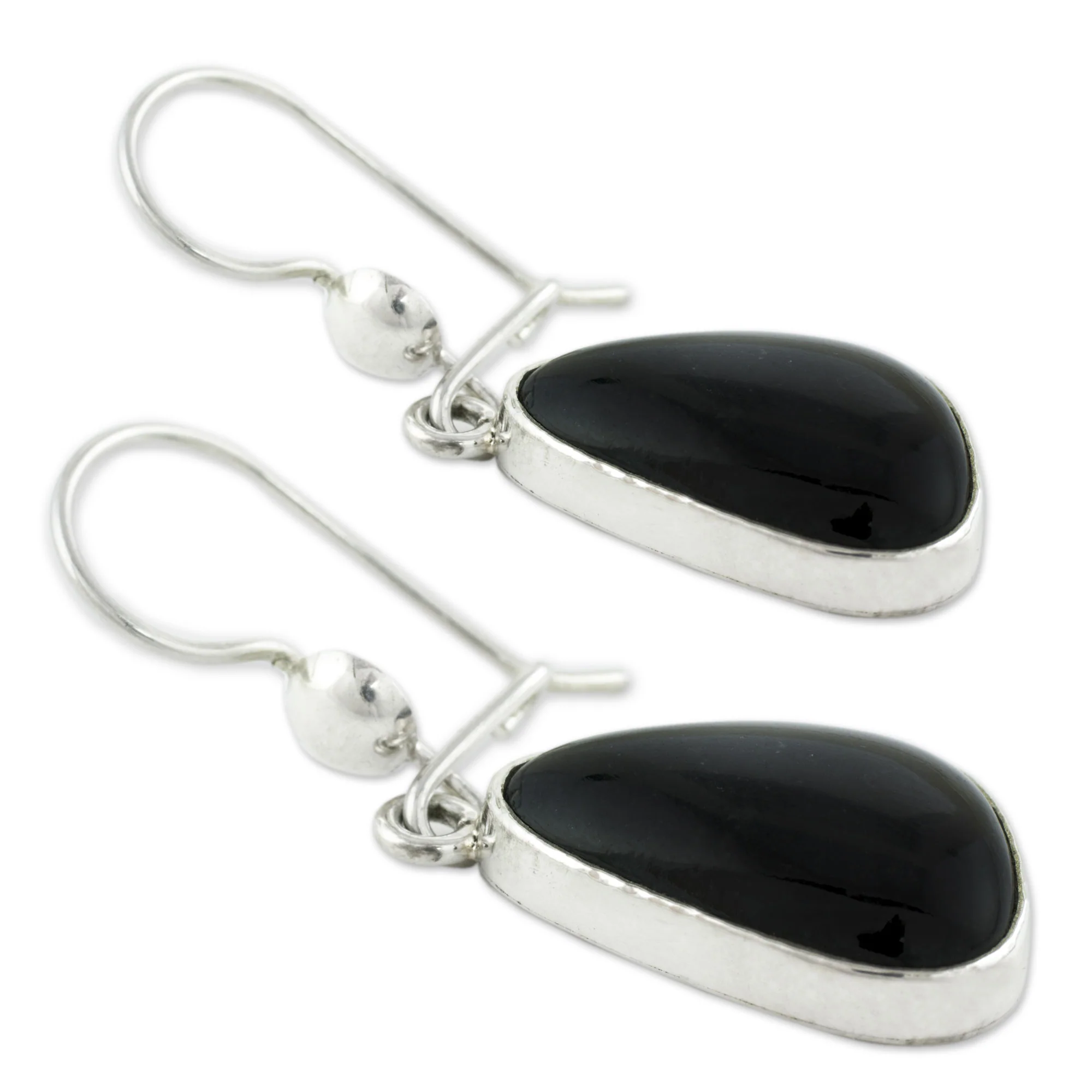 Maya Night Jade & Silver Dangle Earrings - Image 3
