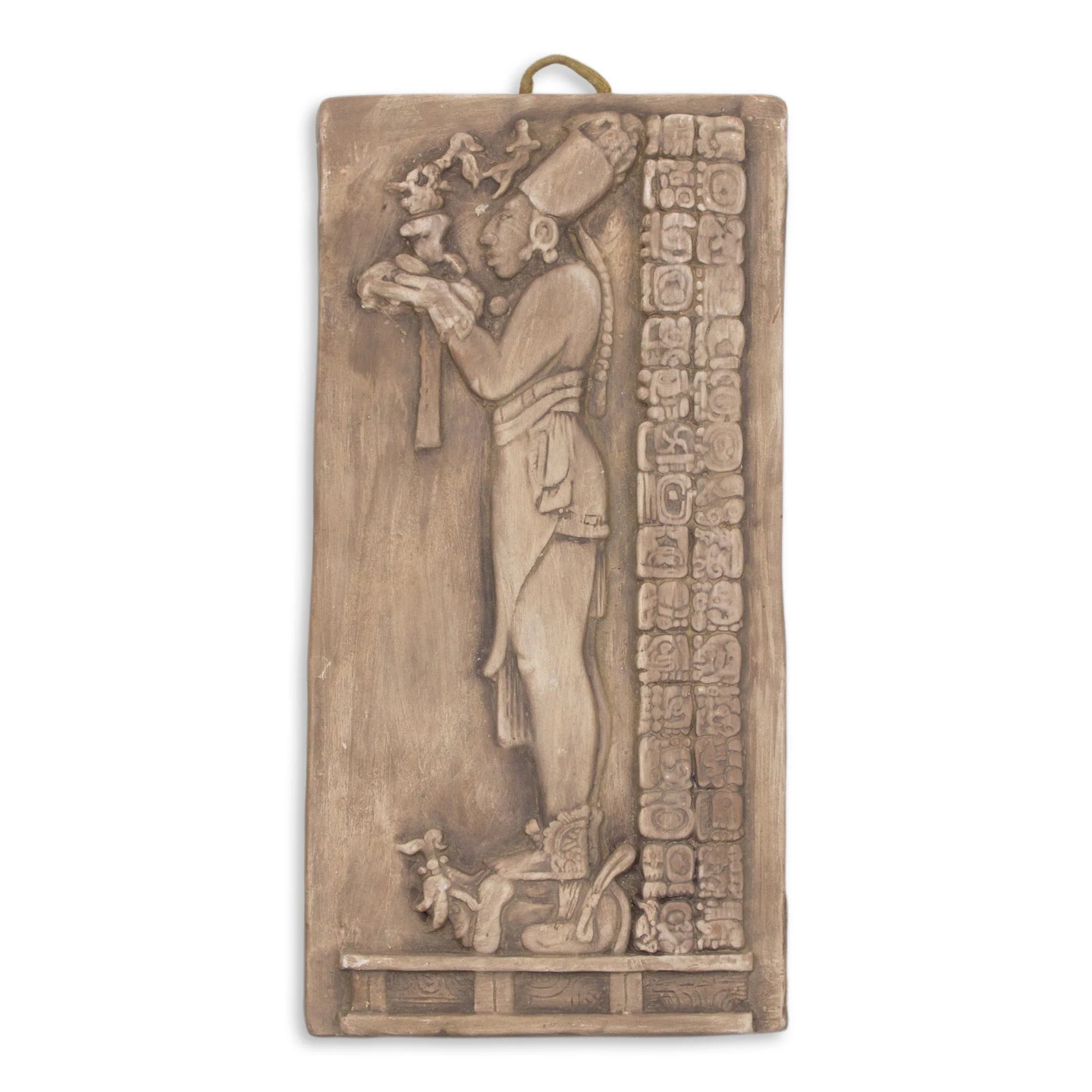 Maya Priest Offerings in Grey Ceramic Plaque - Image 2