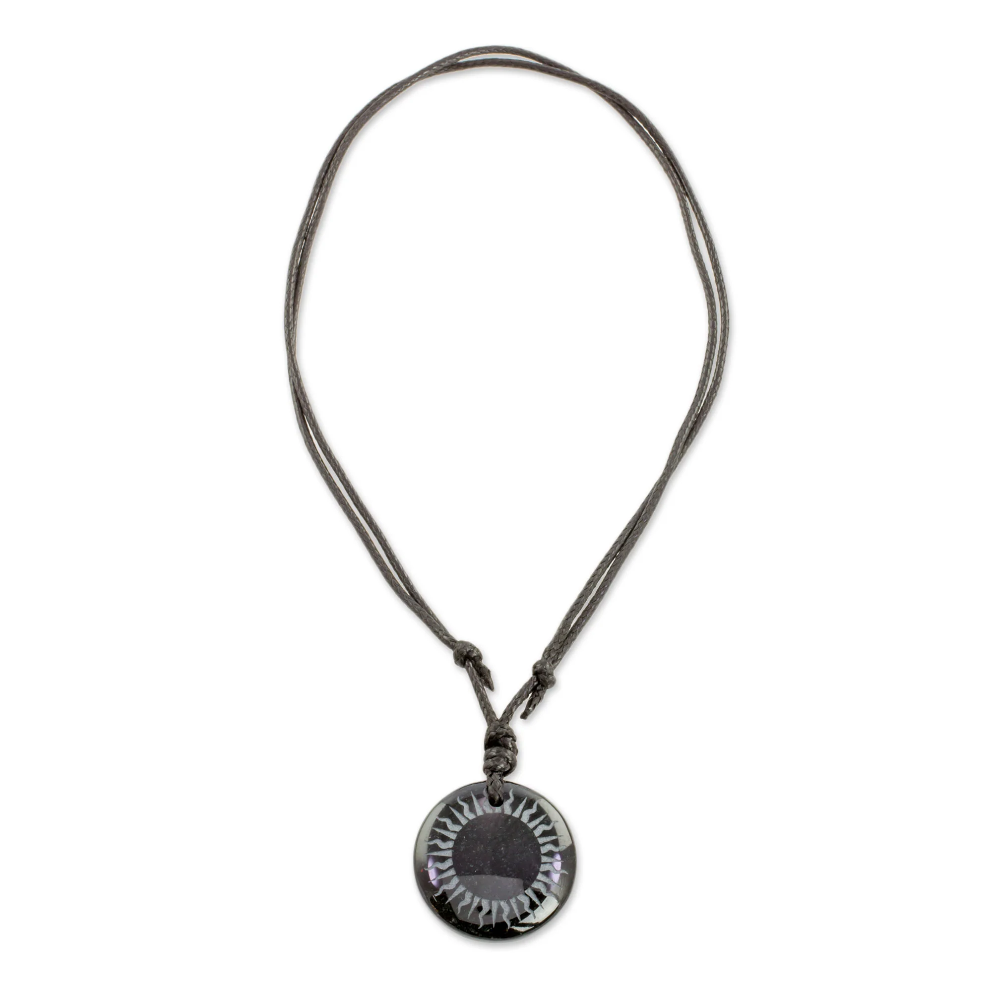 Mayan Sunlight Black Jade Sun Pendant Necklace from Guatemala - Image 3