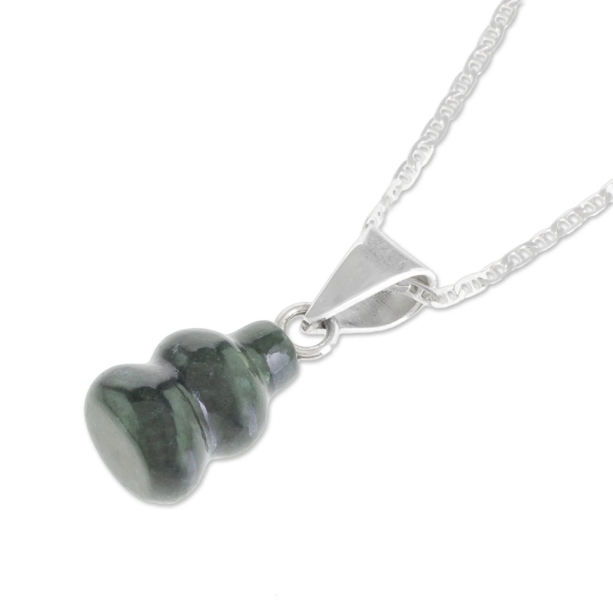 Mayan Tornado Dark Green Jade Pendant Necklace from Guatemala - Image 5