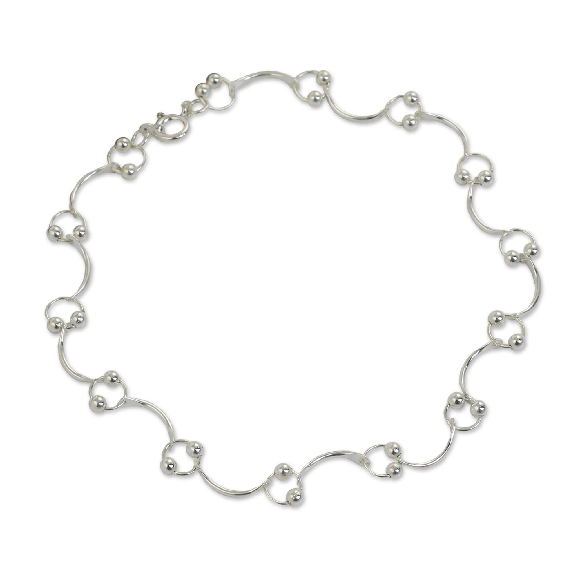 Meander Sterling Silver Link Anklet - Image 2