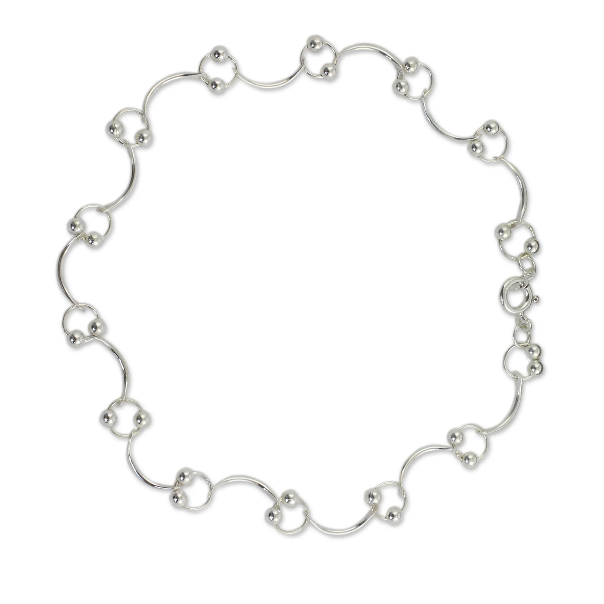Meander Sterling Silver Link Anklet - Image 3