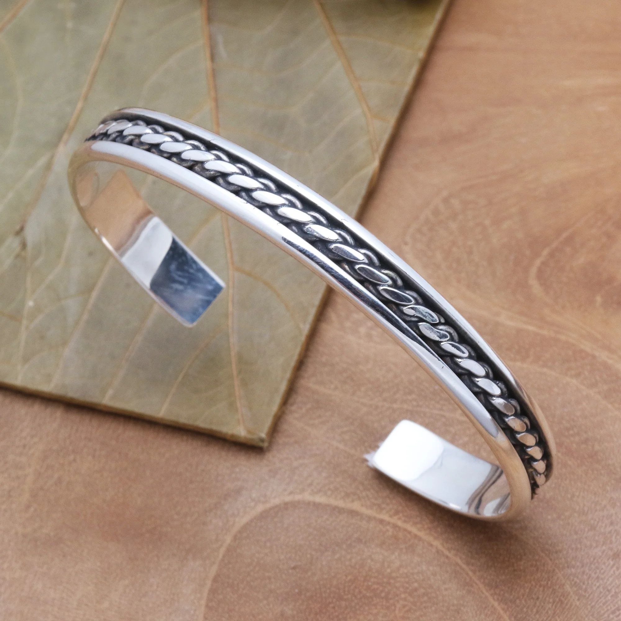 Measure by Measure Sleek Hand Crafted Sterling Silver Cuff Bracelet - Image 3