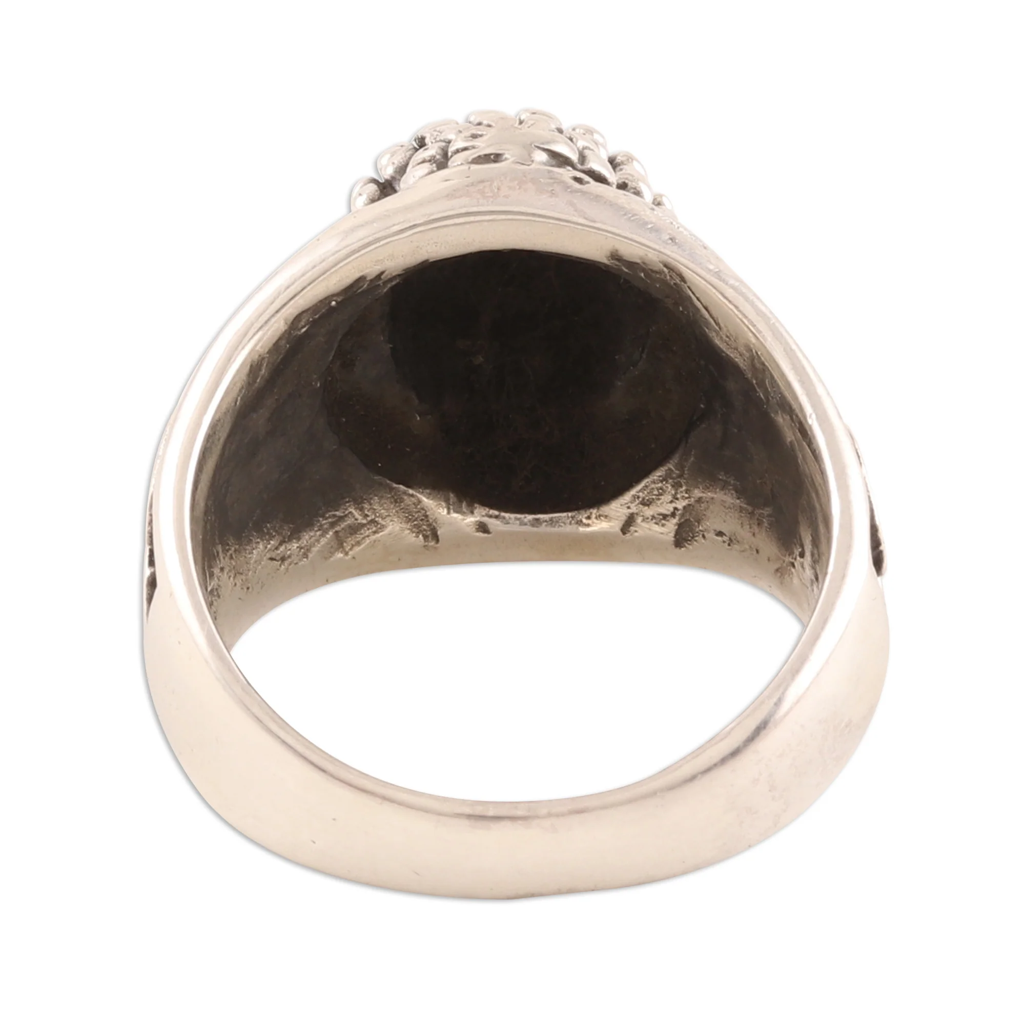 Meditating Buddha Sterling Silver Buddha Band Ring from India - Image 5