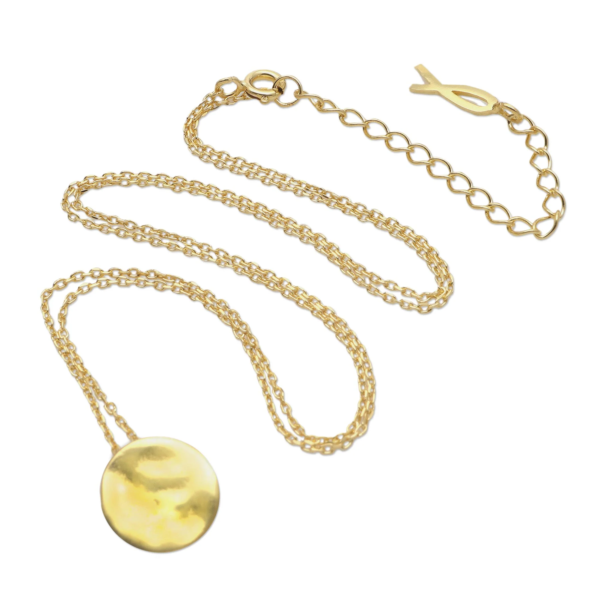 Meditation Coin Gold-Plated Sterling Silver Round Pendant Necklace - Image 2