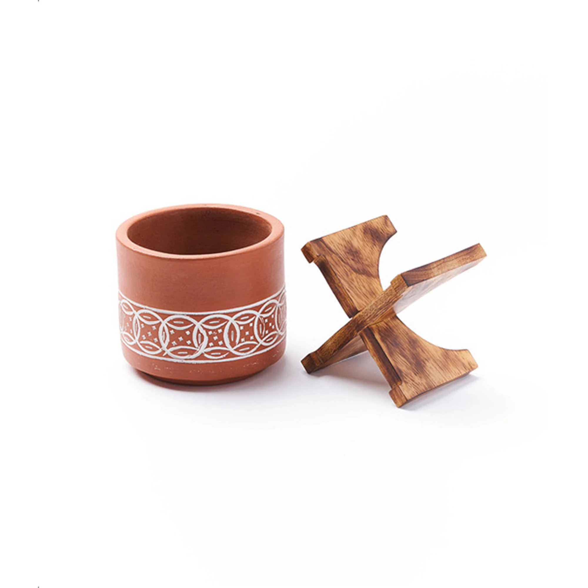 Medium Terracotta Mango Planter with Stand - Image 3