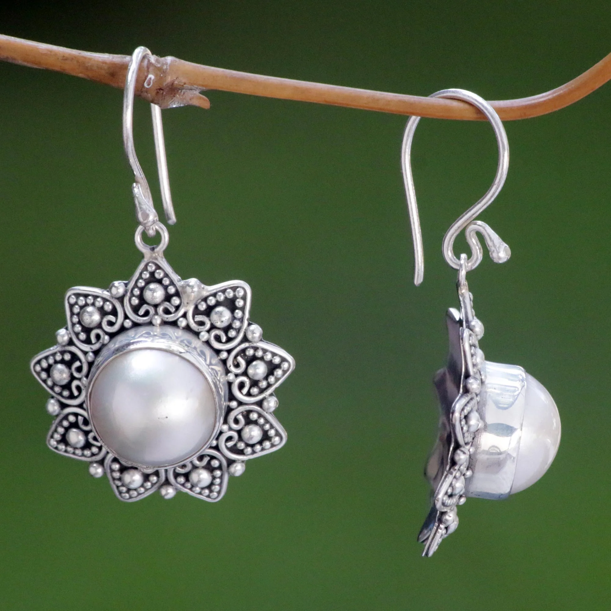 Melati Hearts Sterling Silver Bridal Earrings - Image 3