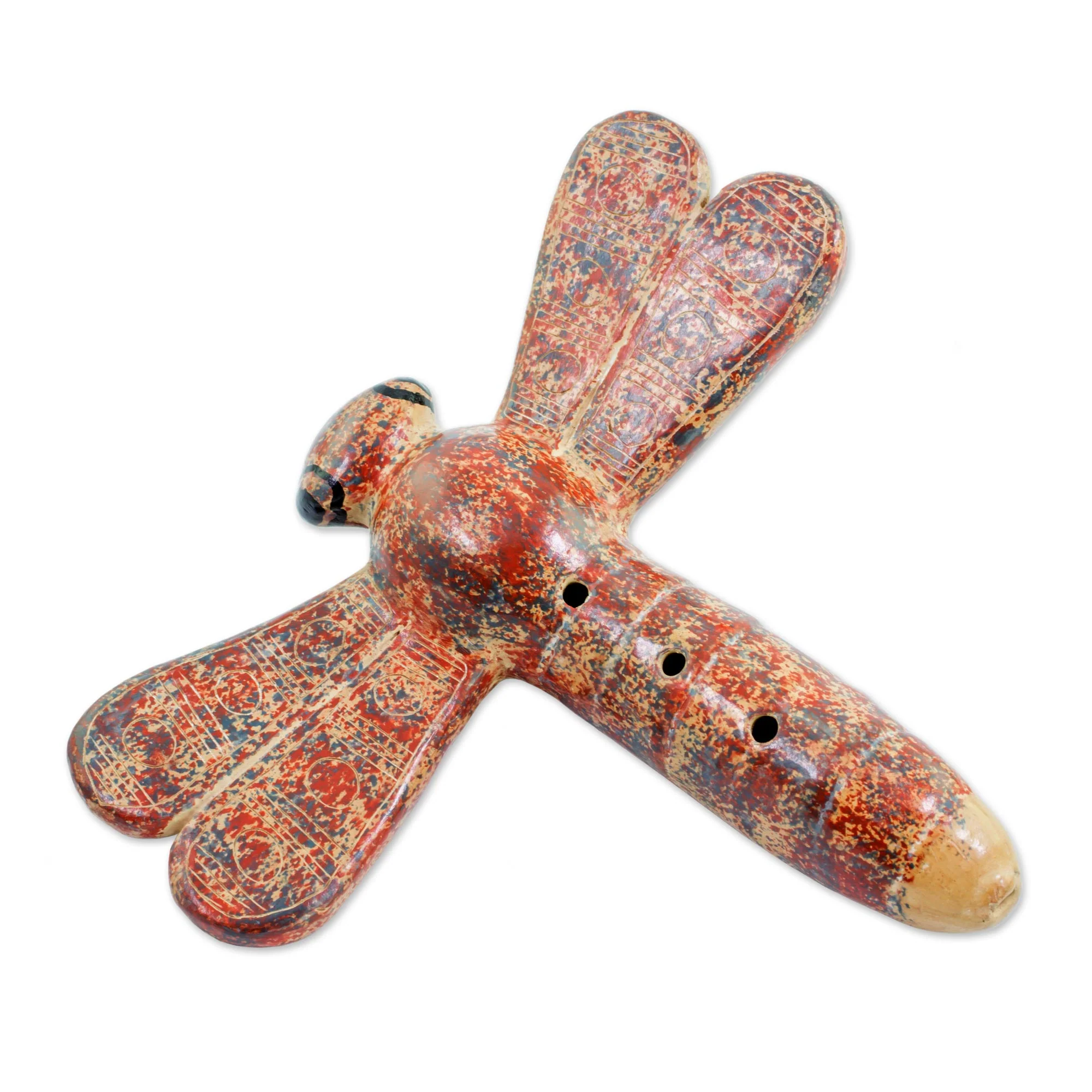 Melodic Dragonfly Hand Crafted Ceramic Dragonfly Ocarina Flute from Nicaragua - Image 2
