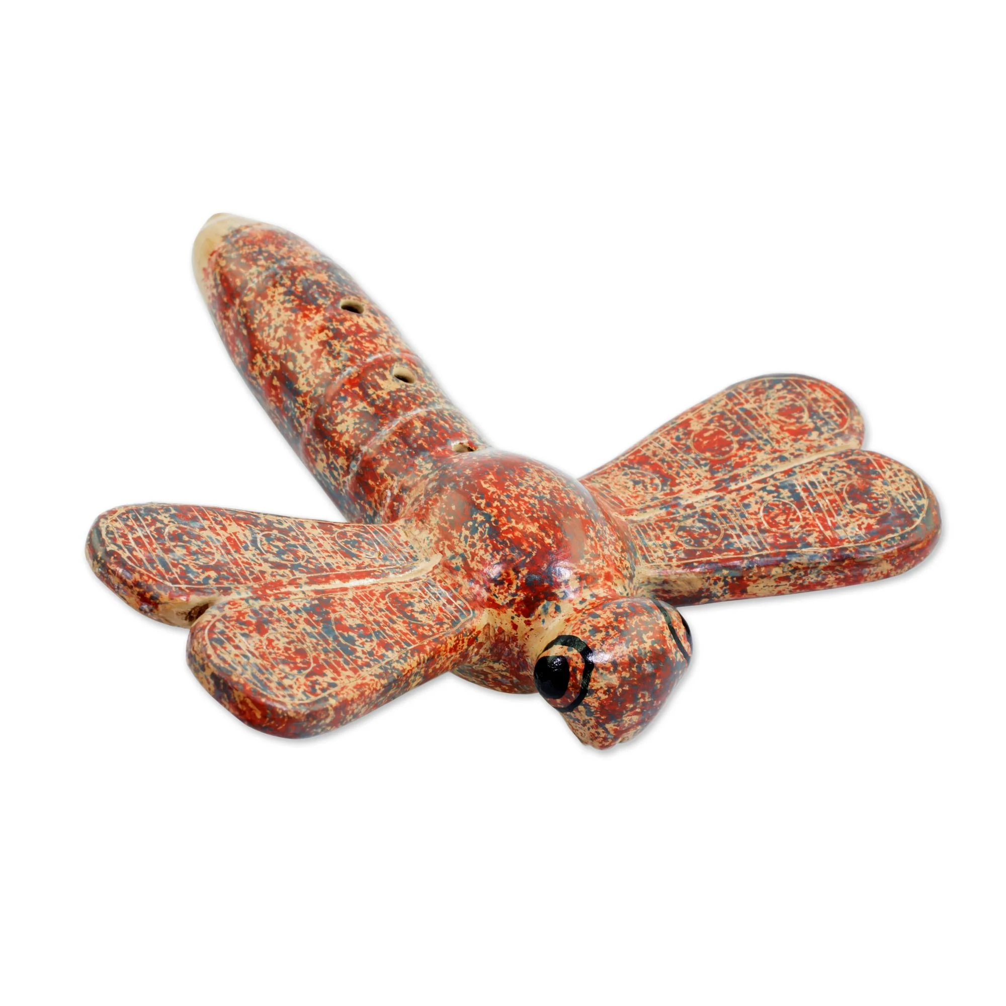 Melodic Dragonfly Hand Crafted Ceramic Dragonfly Ocarina Flute from Nicaragua - Image 3