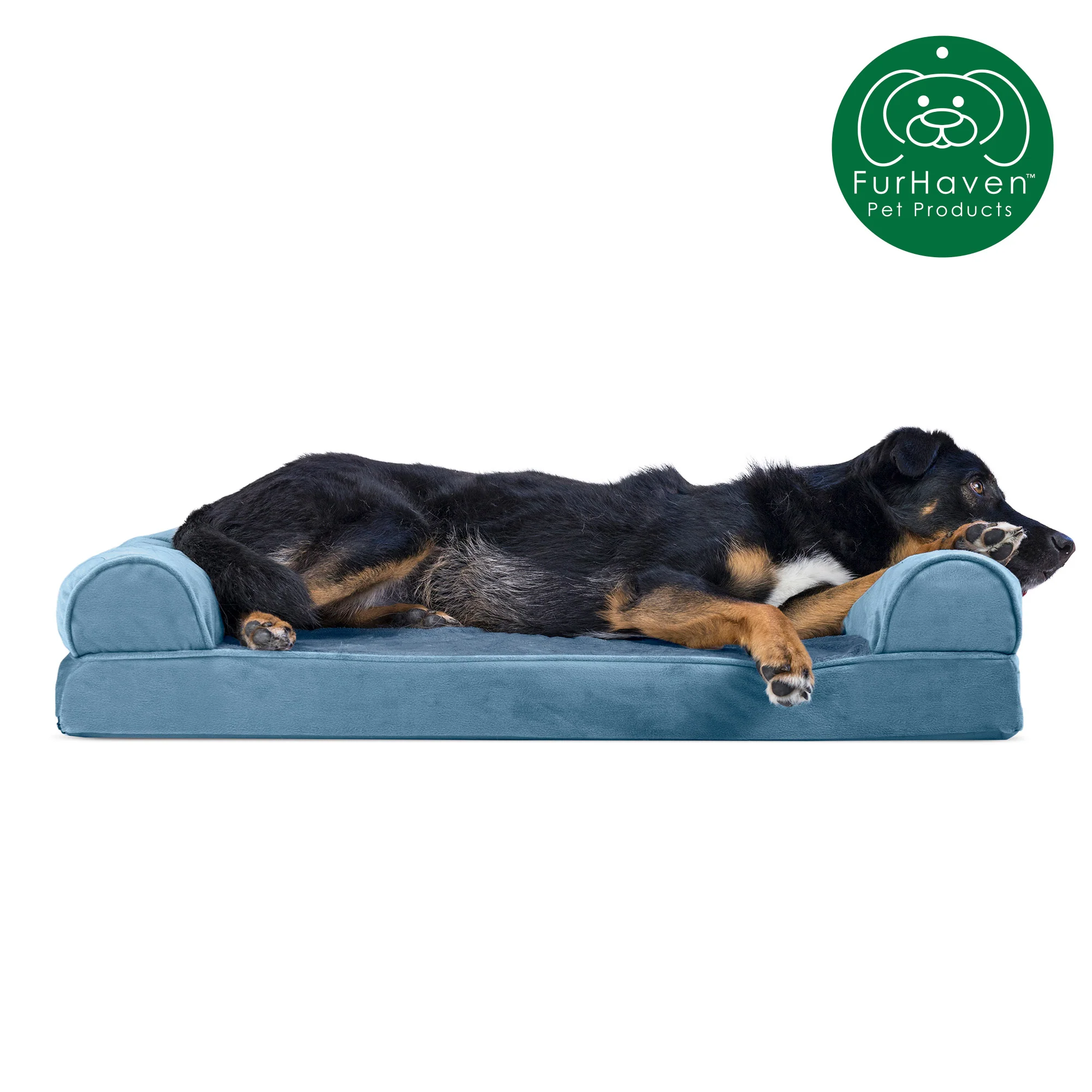 Memory Foam Faux Fur & Velvet Couch Sofa-Style Pet Bed - Image 16