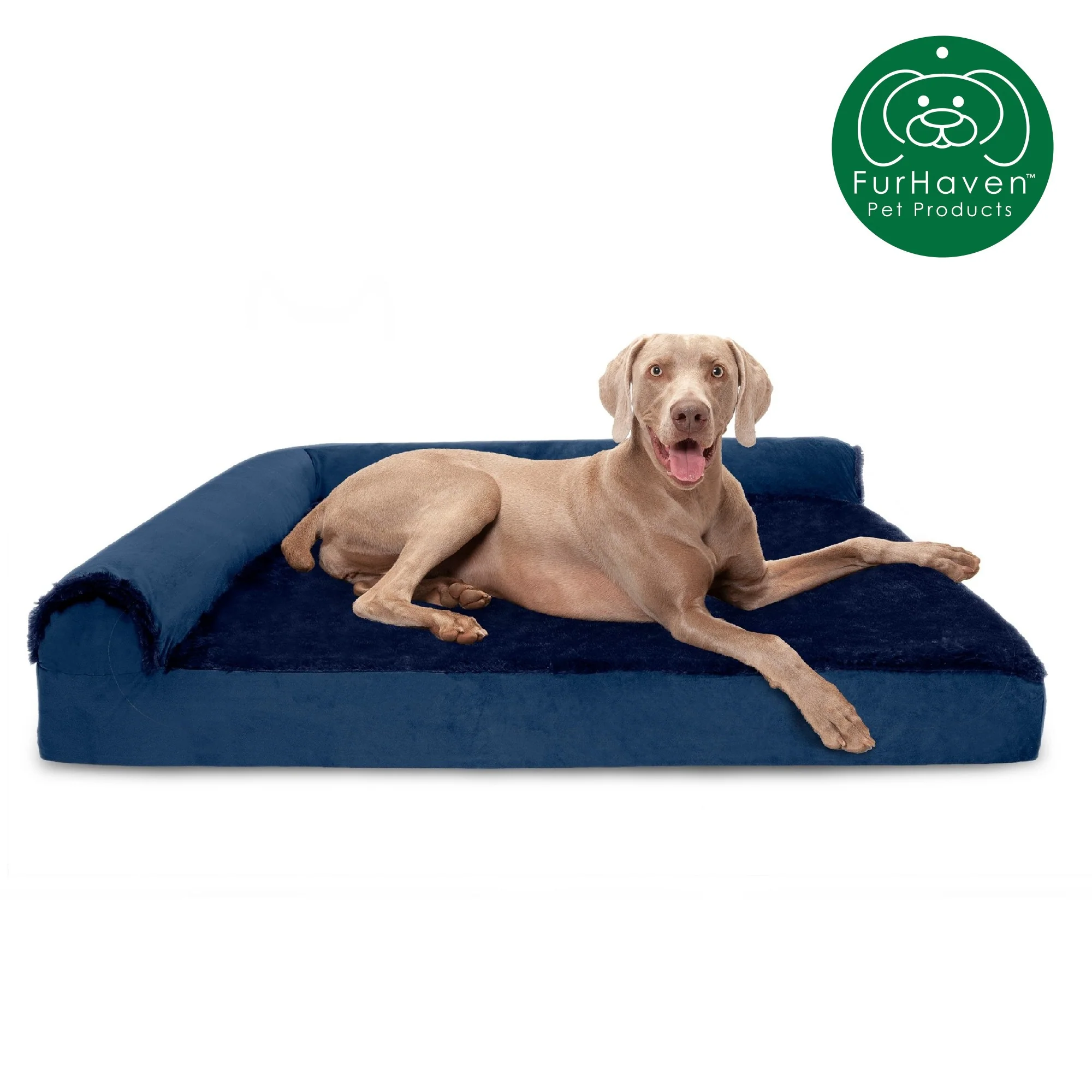 Memory Foam Plush & Velvet L-Shaped Lounge Sofa Pet Bed - Image 12