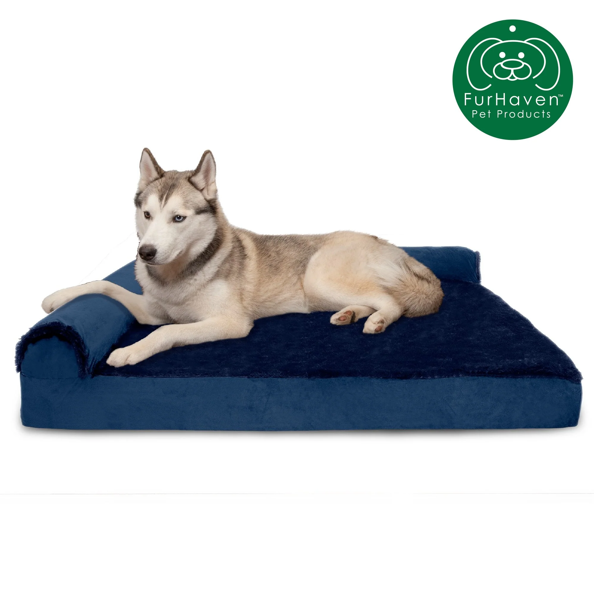 Memory Foam Plush & Velvet L-Shaped Lounge Sofa Pet Bed - Image 13