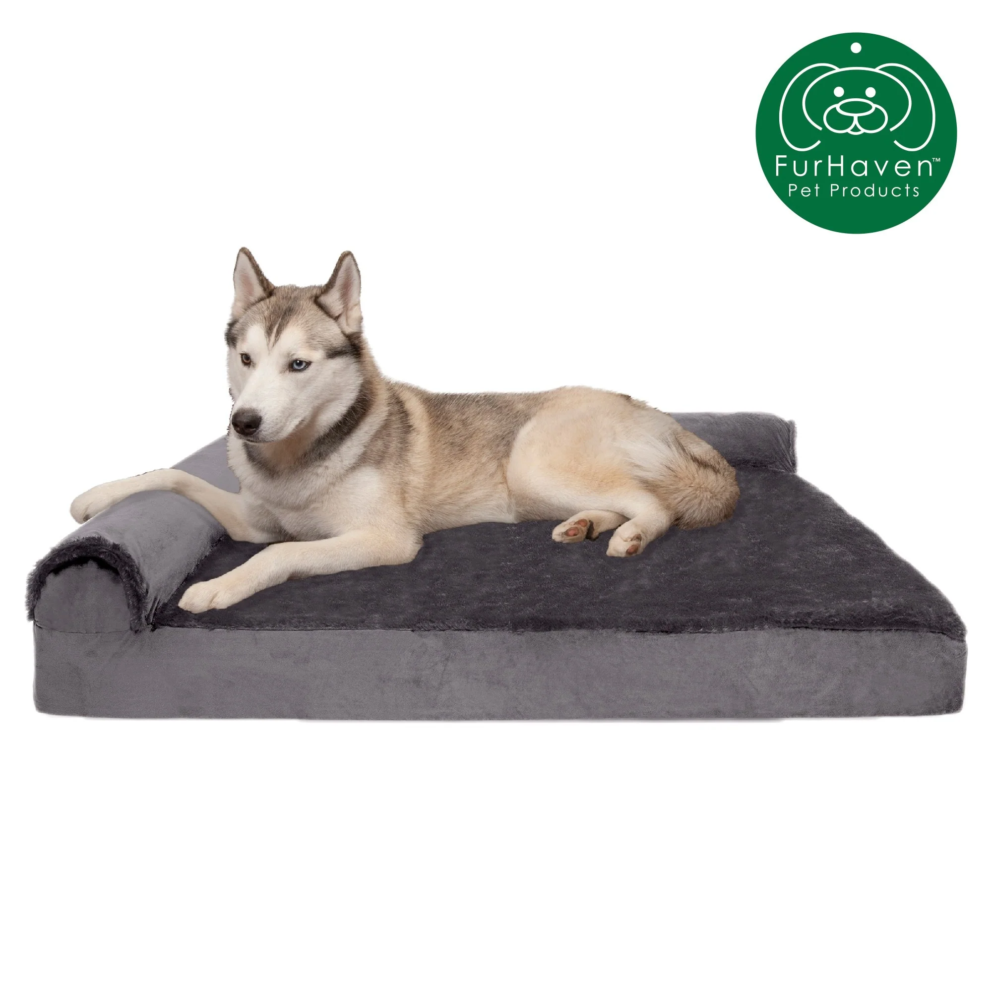 Memory Foam Plush & Velvet L-Shaped Lounge Sofa Pet Bed - Image 19