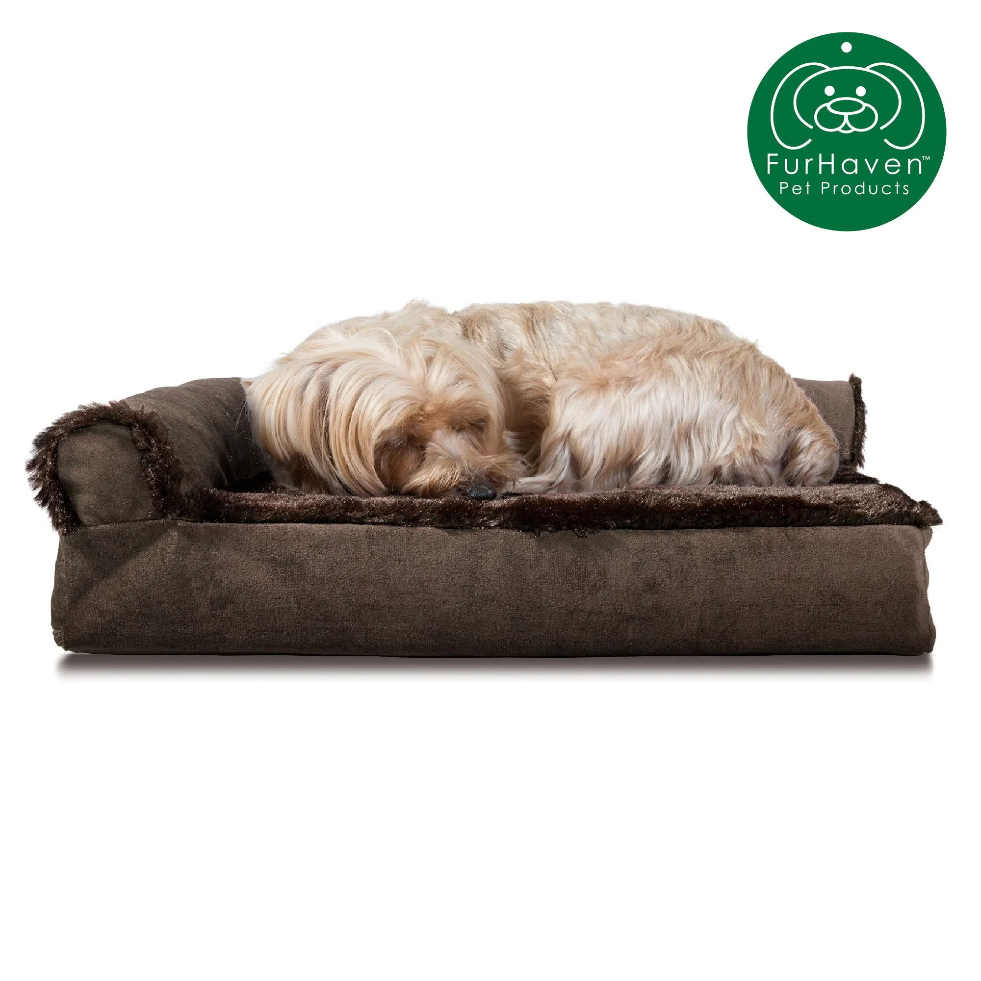 Memory Foam Plush & Velvet L-Shaped Lounge Sofa Pet Bed - Image 9