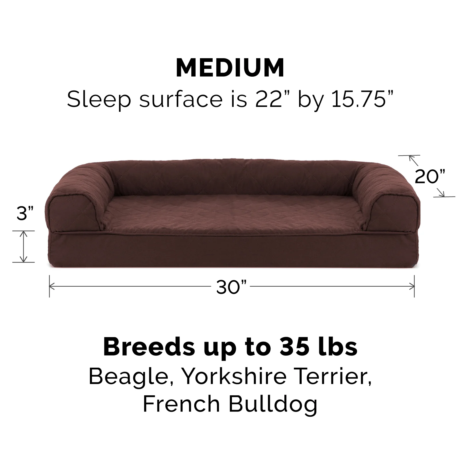 Memory Foam Quilted Sofa-Style Pet Bed - Image 2