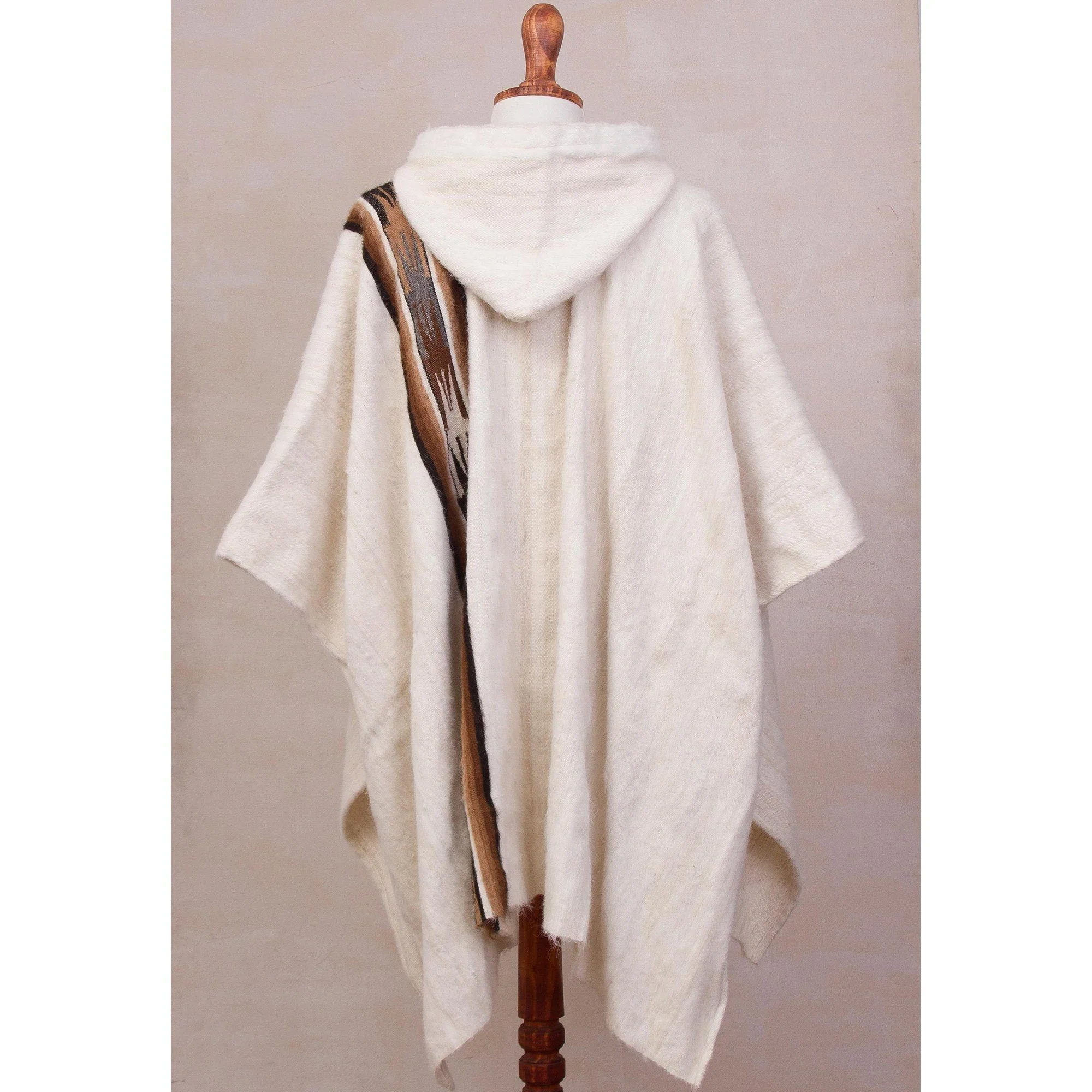 Men's Beige Alpaca Poncho - Image 3