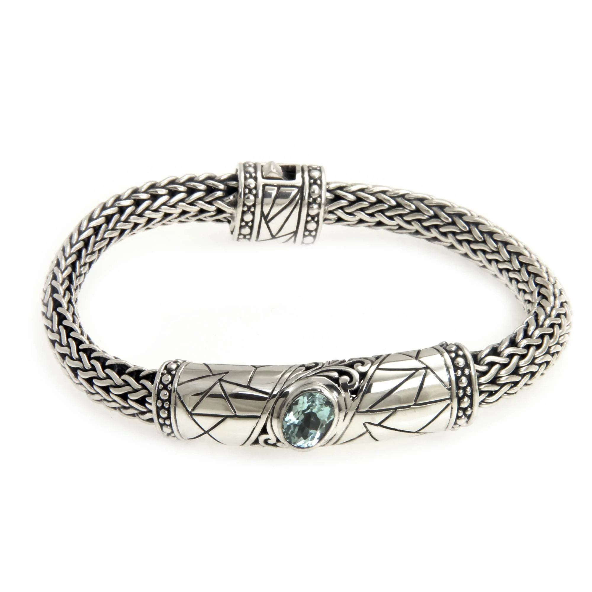 Blue Topaz & Sterling Silver Cuff Bracelet - Image 2