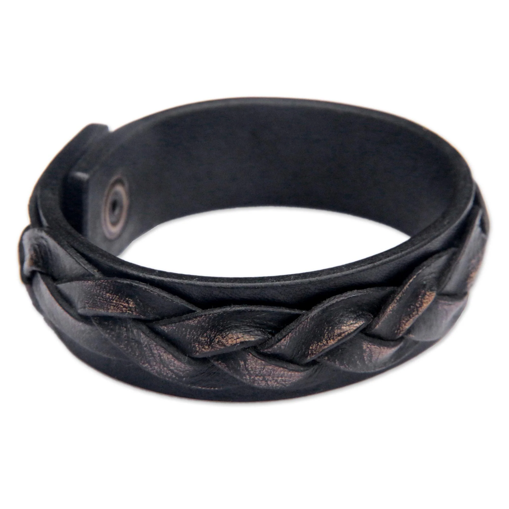 Men's Distressed Leather Bracelet - Image 3