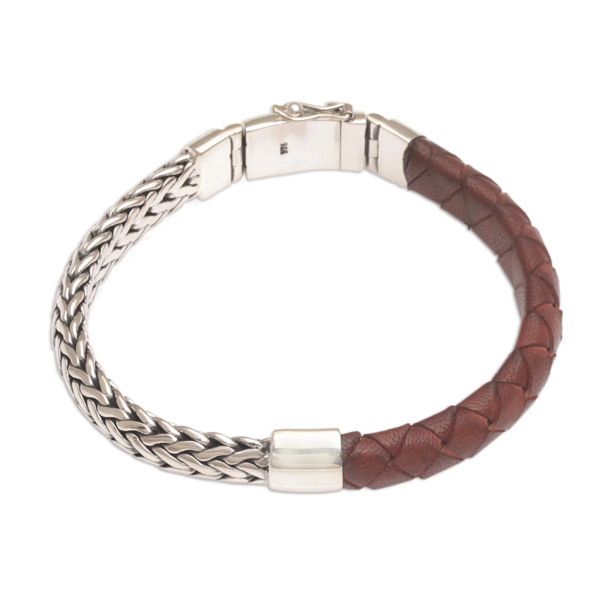 Men's Halfway to Home Sterling Silver Leather Bracelet - Image 2