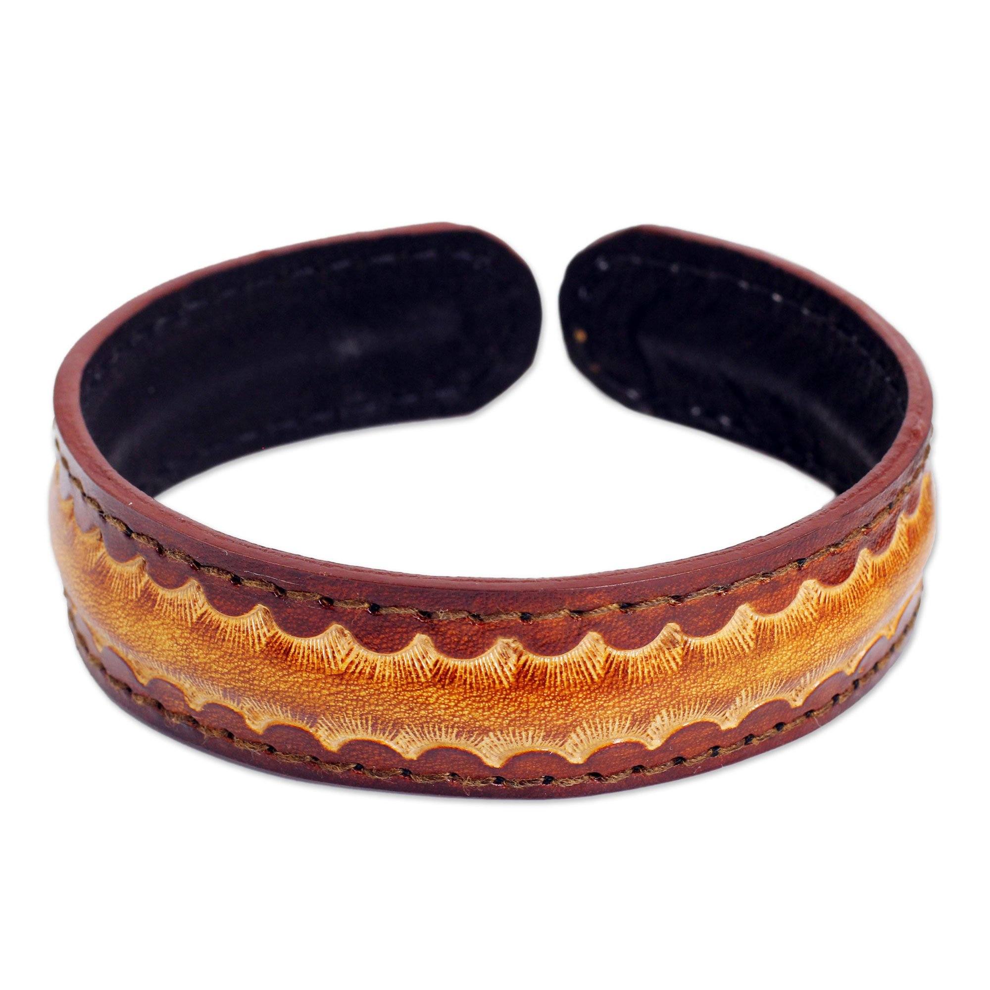Men's Leather Adjustable Cuff Bracelet - Image 2