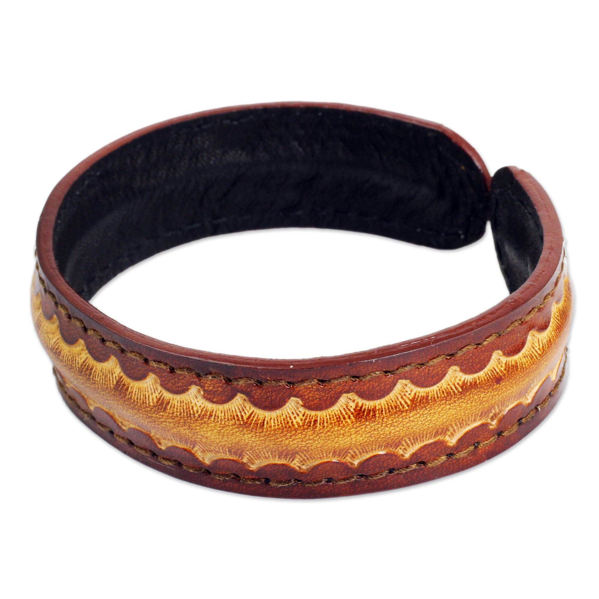 Men's Leather Adjustable Cuff Bracelet - Image 3