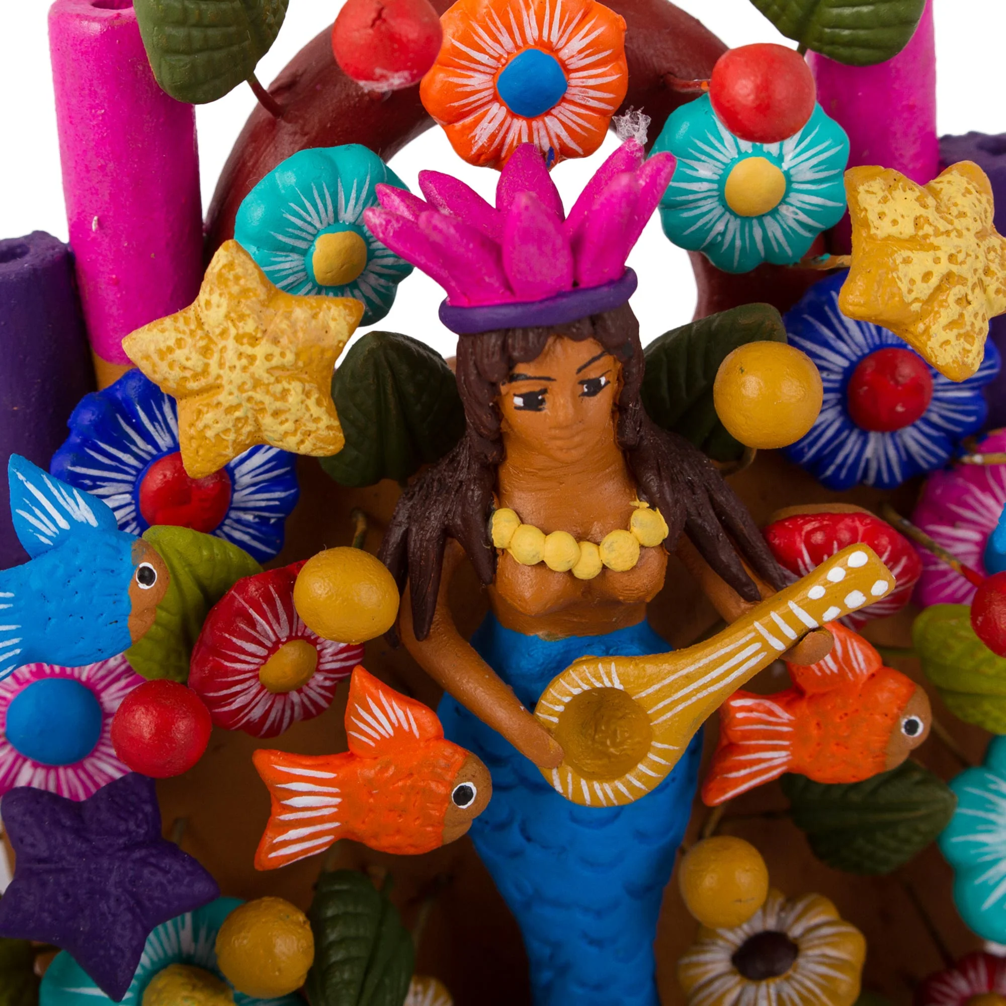 Mermaid's Home Hand-Painted Mermaid-Themed Ceramic Sculpture from Mexico - Image 3
