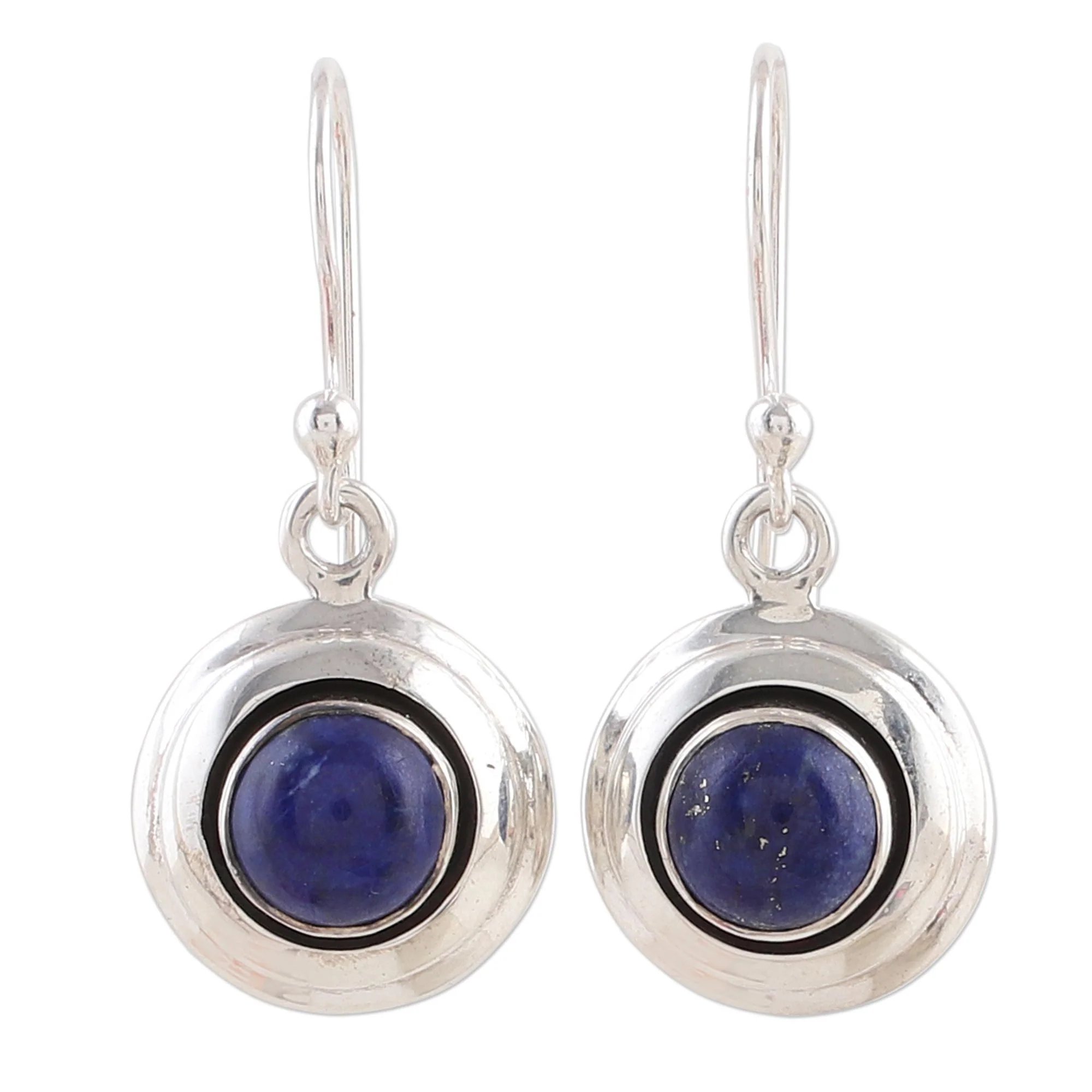 Midnight Discs Contemporary Lapis Lazuli and Sterling Silver Earrings - Image 2