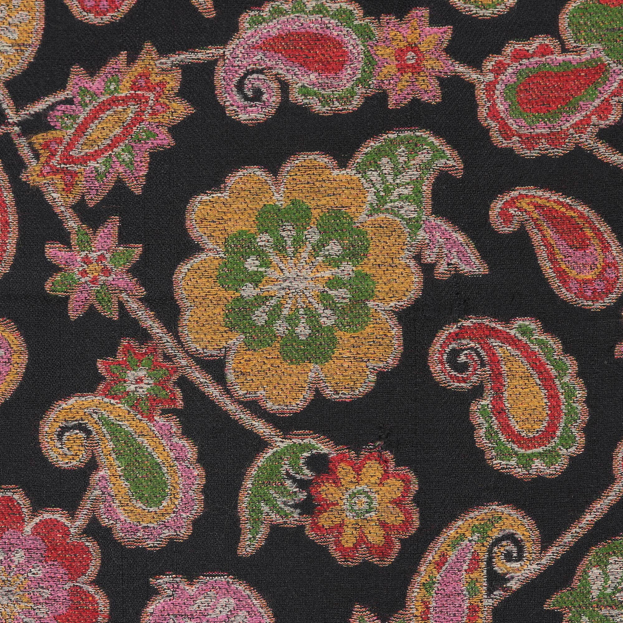Midnight Garden Floral Wool Shawl in Black from India - Image 5