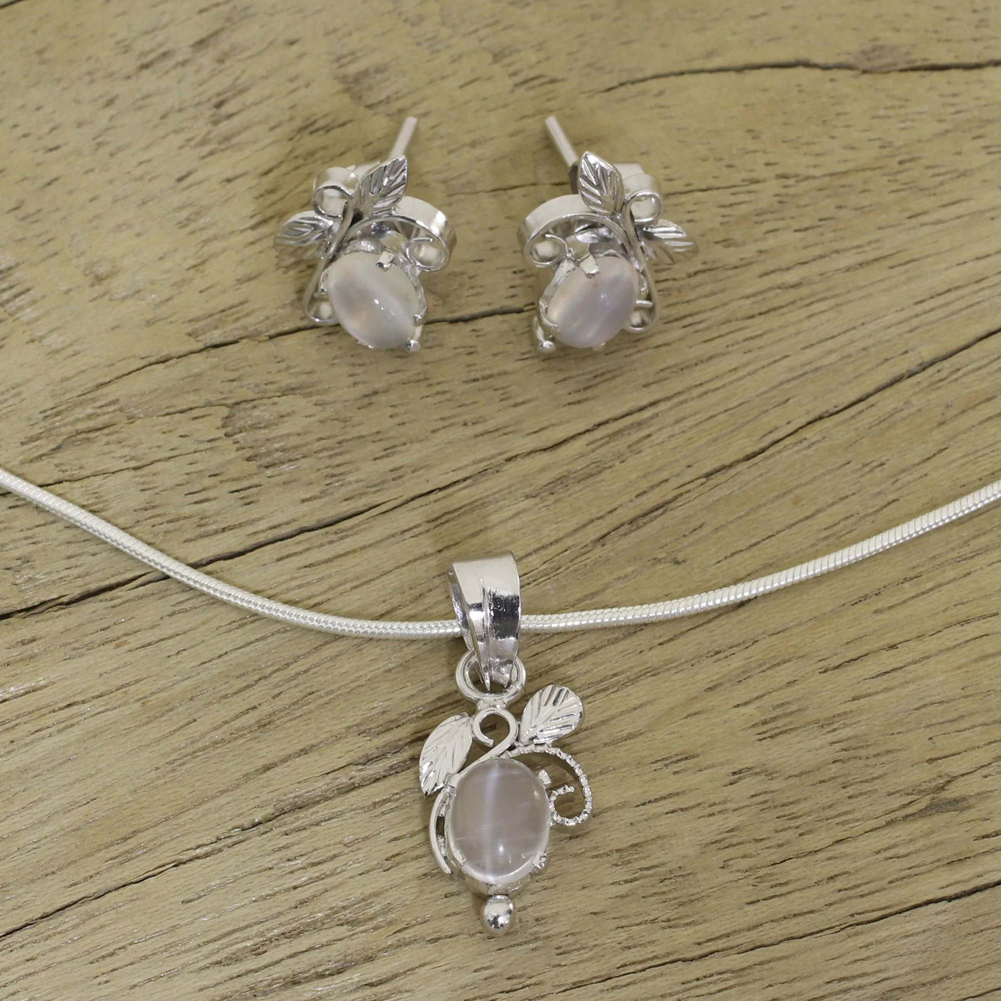 Midnight Leaves Sterling Silver Jewelry Set