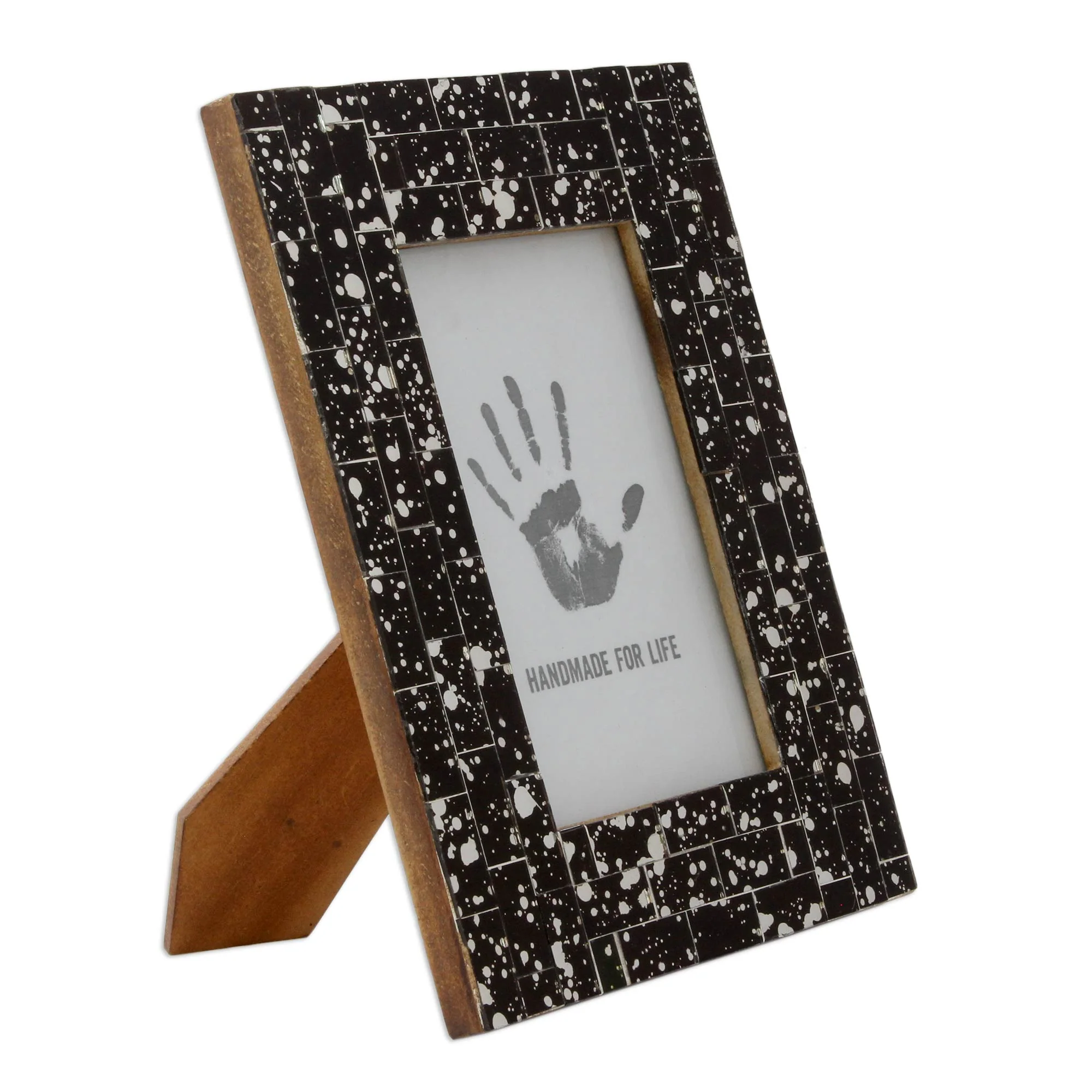 Midnight Memories Black Glass Mosaic Modern 4 x 6 Picture Frame - Image 3