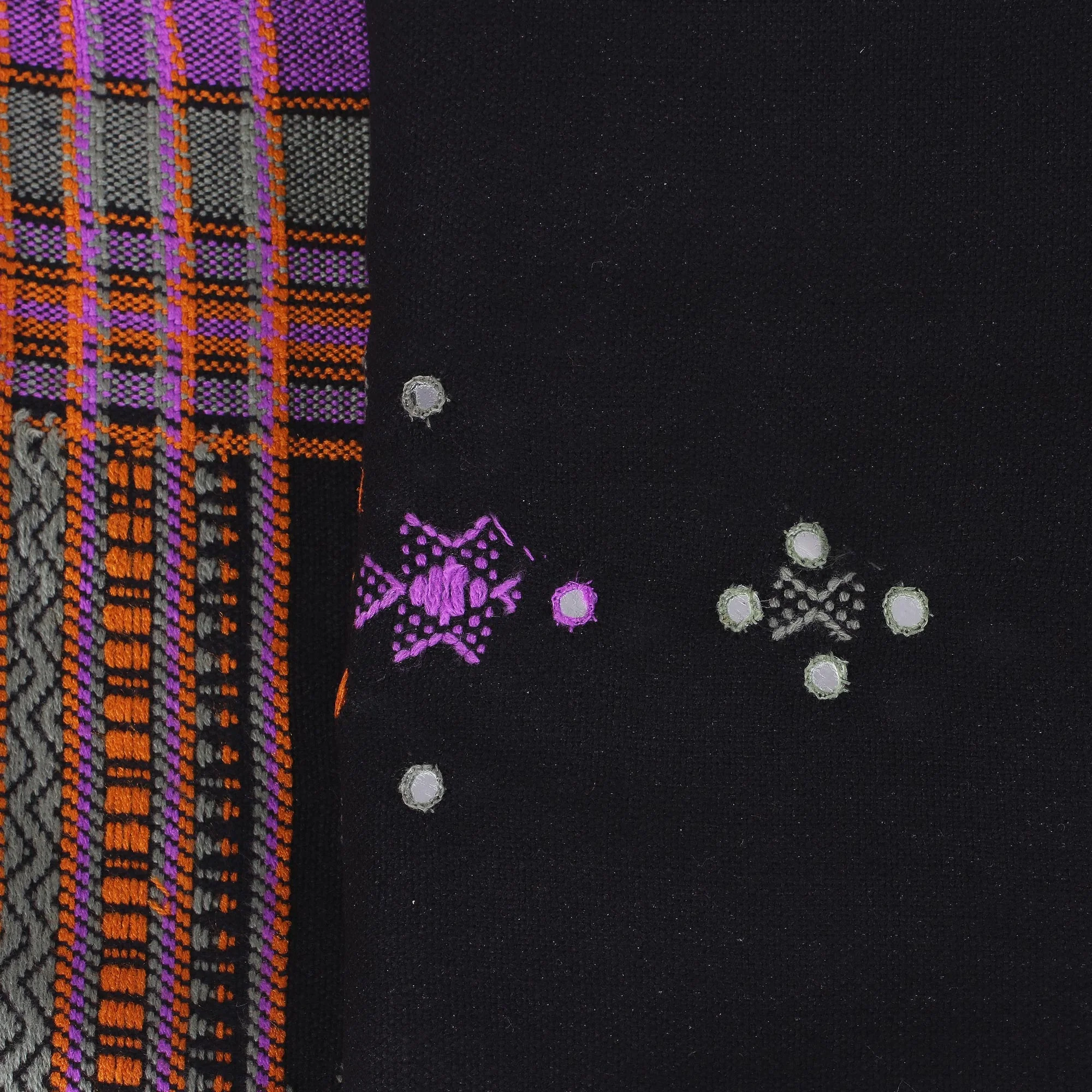 Midnight Mirror Handwoven Throw Blanket with Glass Accents from India - Image 4