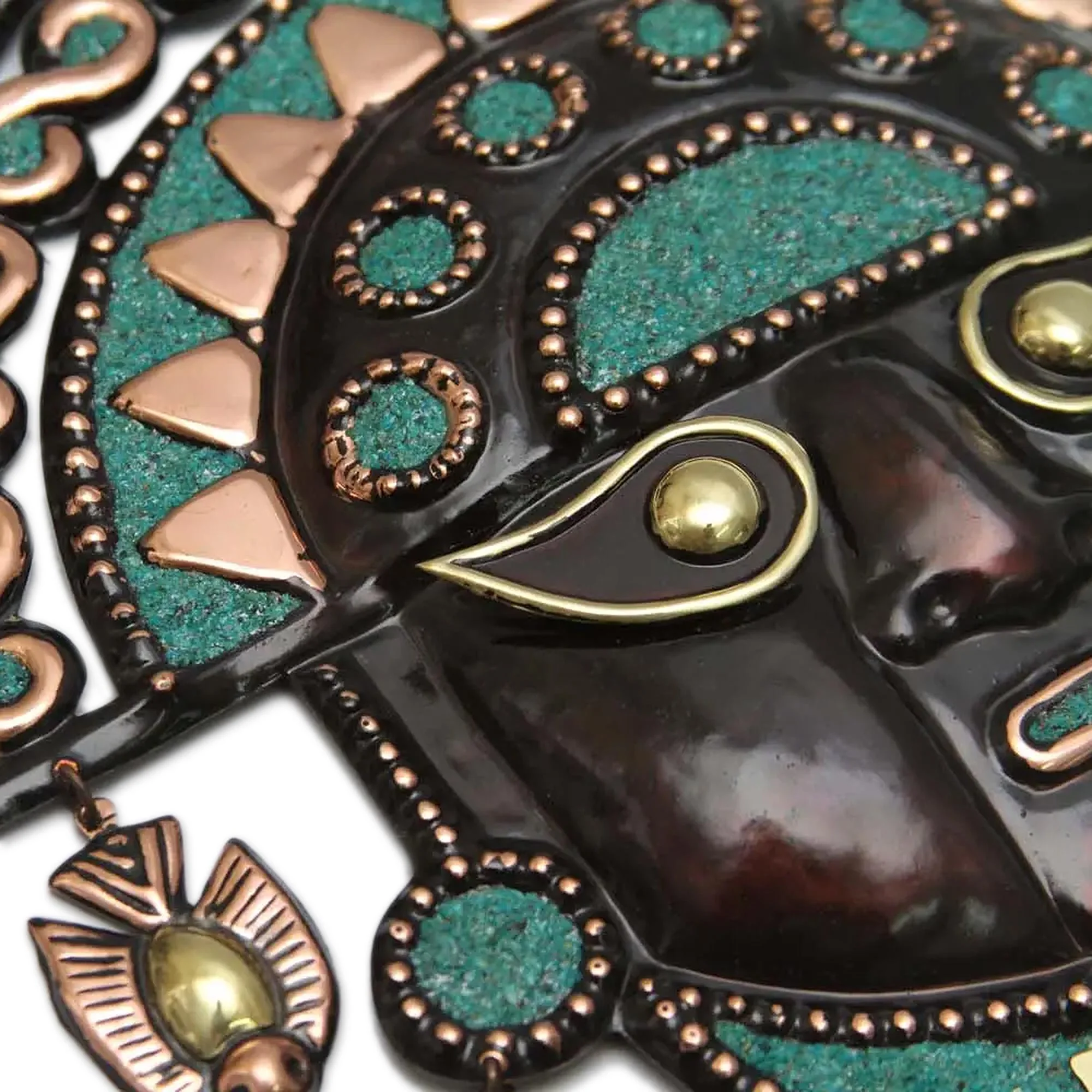 Mighty Moche Handcrafted Archaeological Copper Bronze Tumi Mask - Image 4