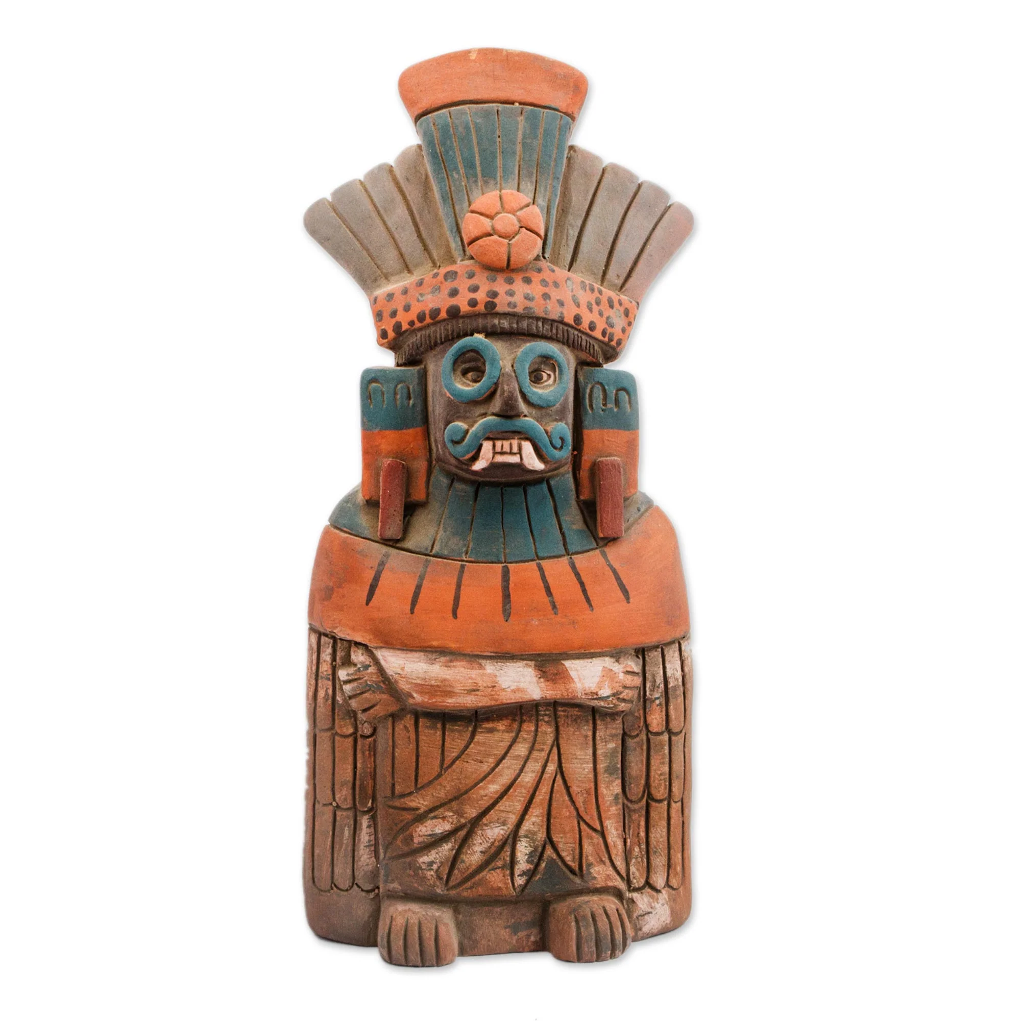 Mighty Tlaloc Rustic Ceramic Sculpture of Tlaloc from Mexico - Image 2