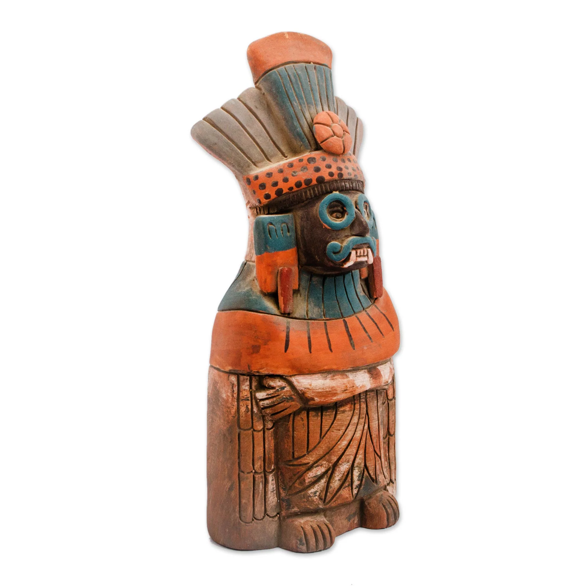 Mighty Tlaloc Rustic Ceramic Sculpture of Tlaloc from Mexico - Image 3