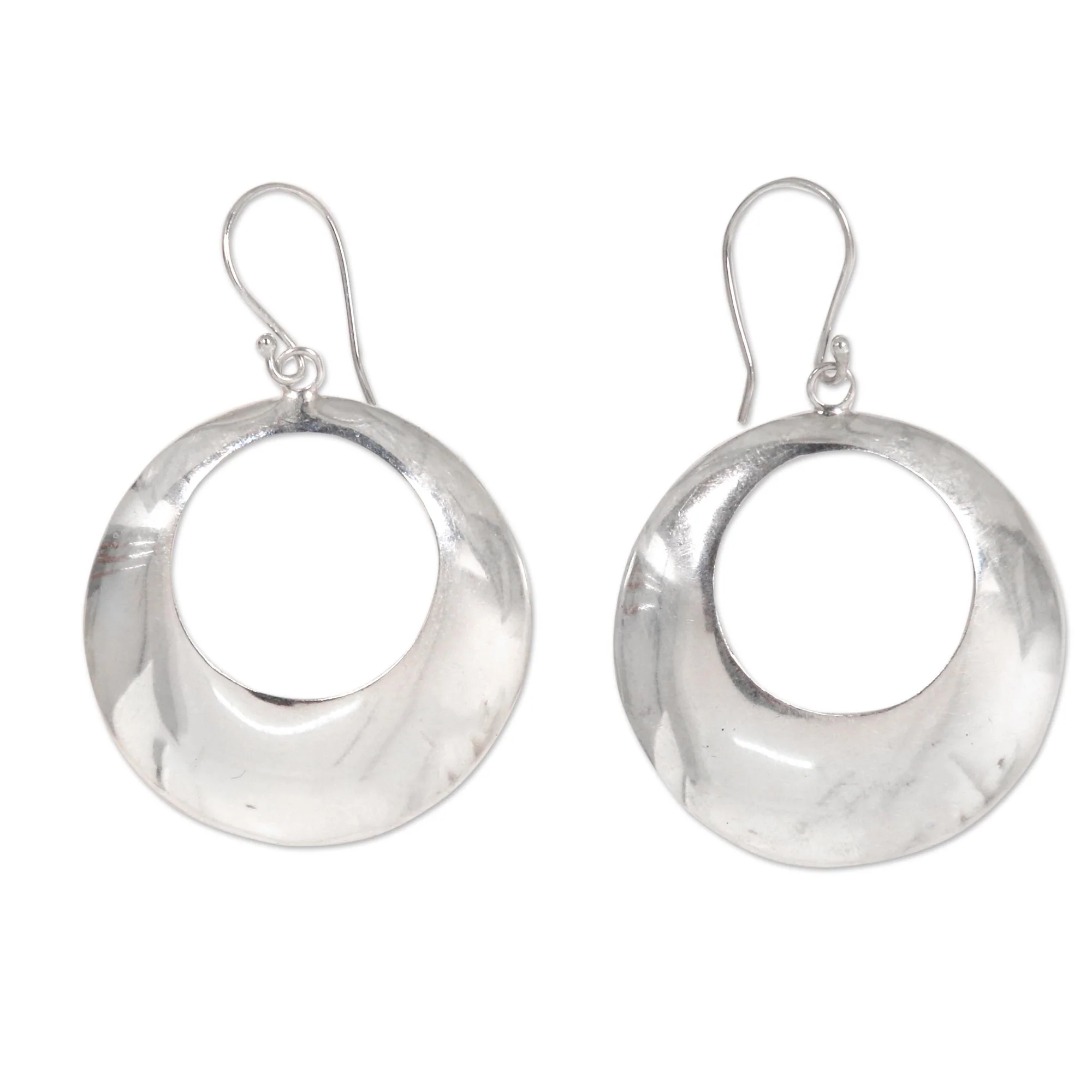 Minimalist Moon Sterling Silver Earrings - Image 2