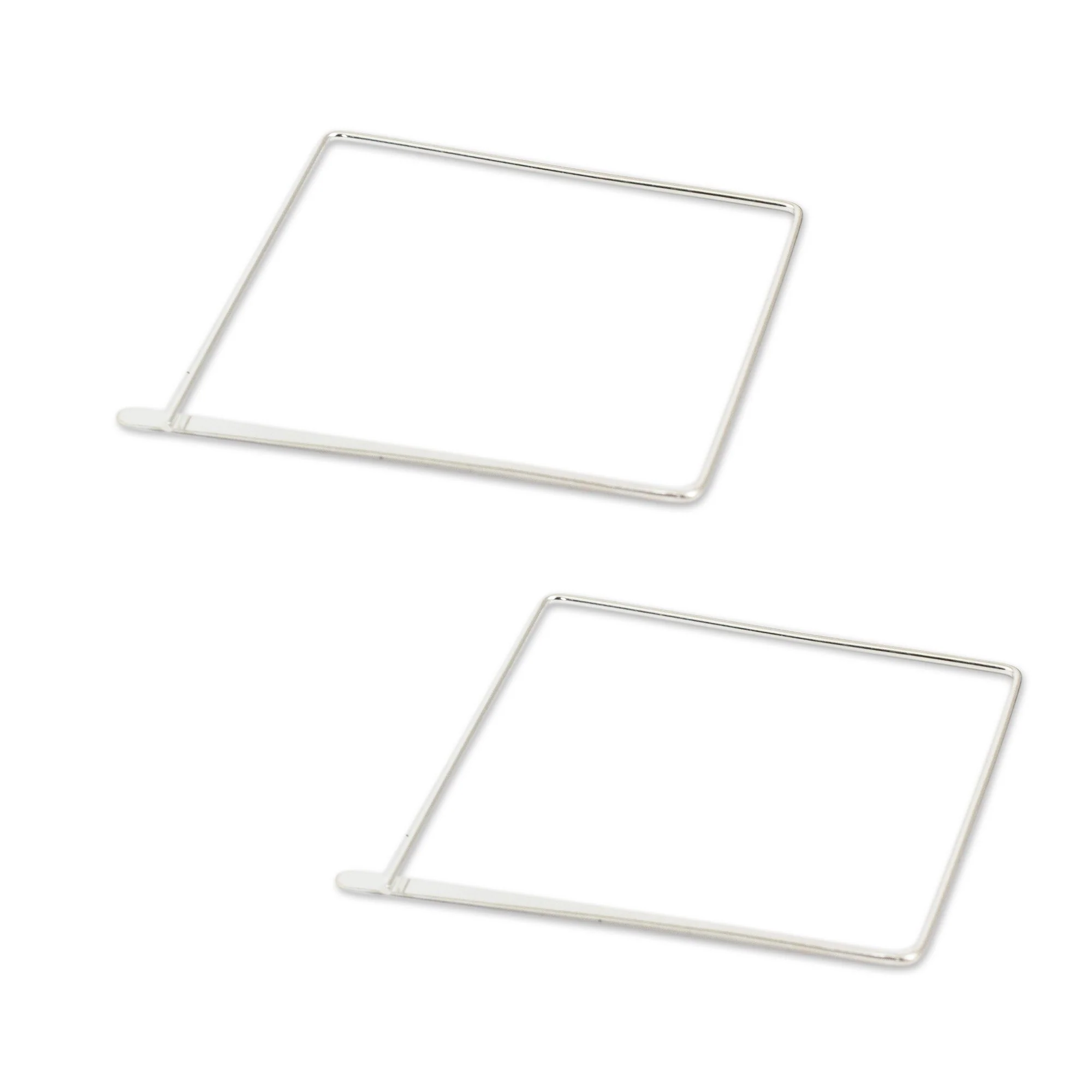 Minimalist Square Sterling Silver Hoop Earrings - Image 3